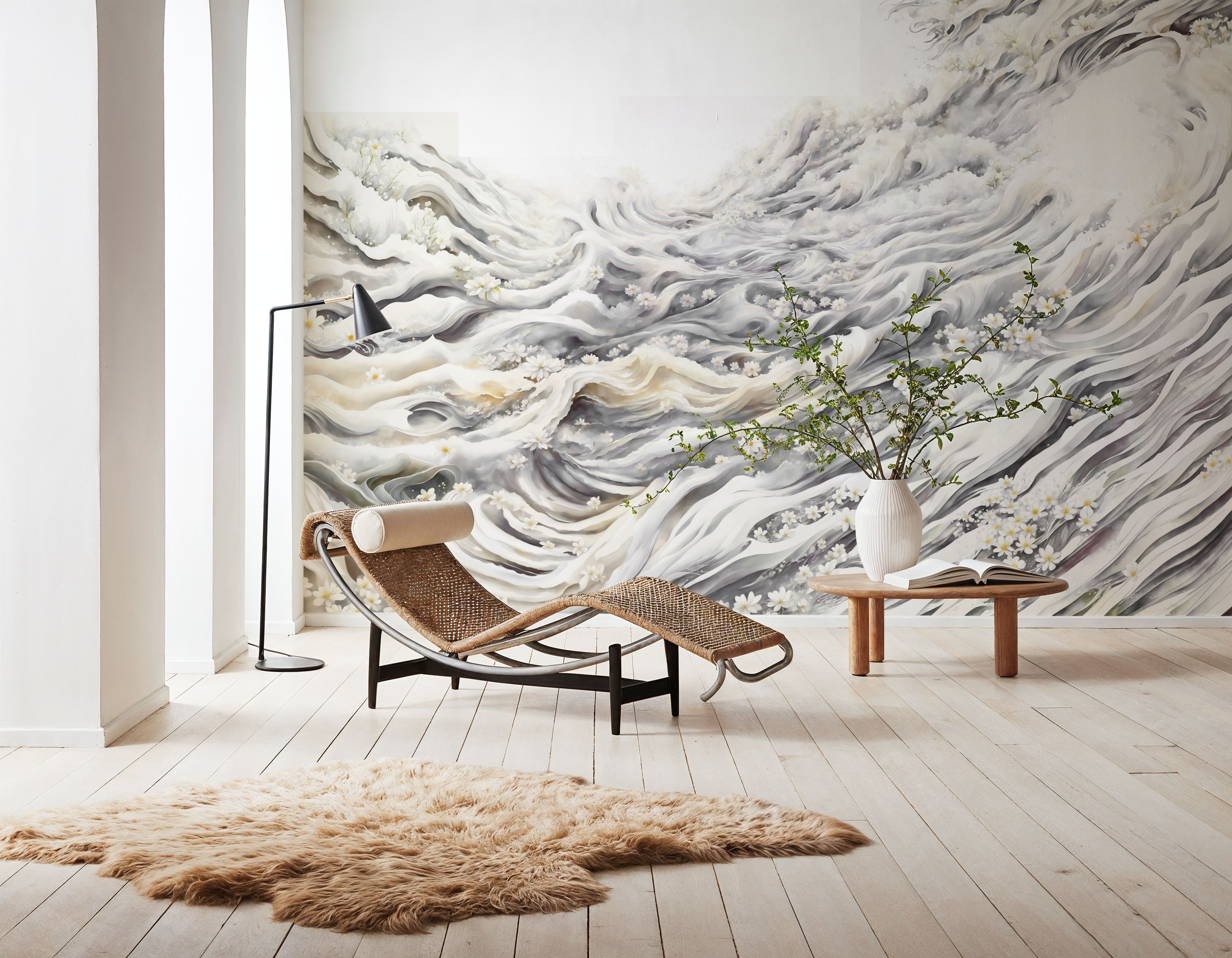 Romantic Waves Gray Yellow