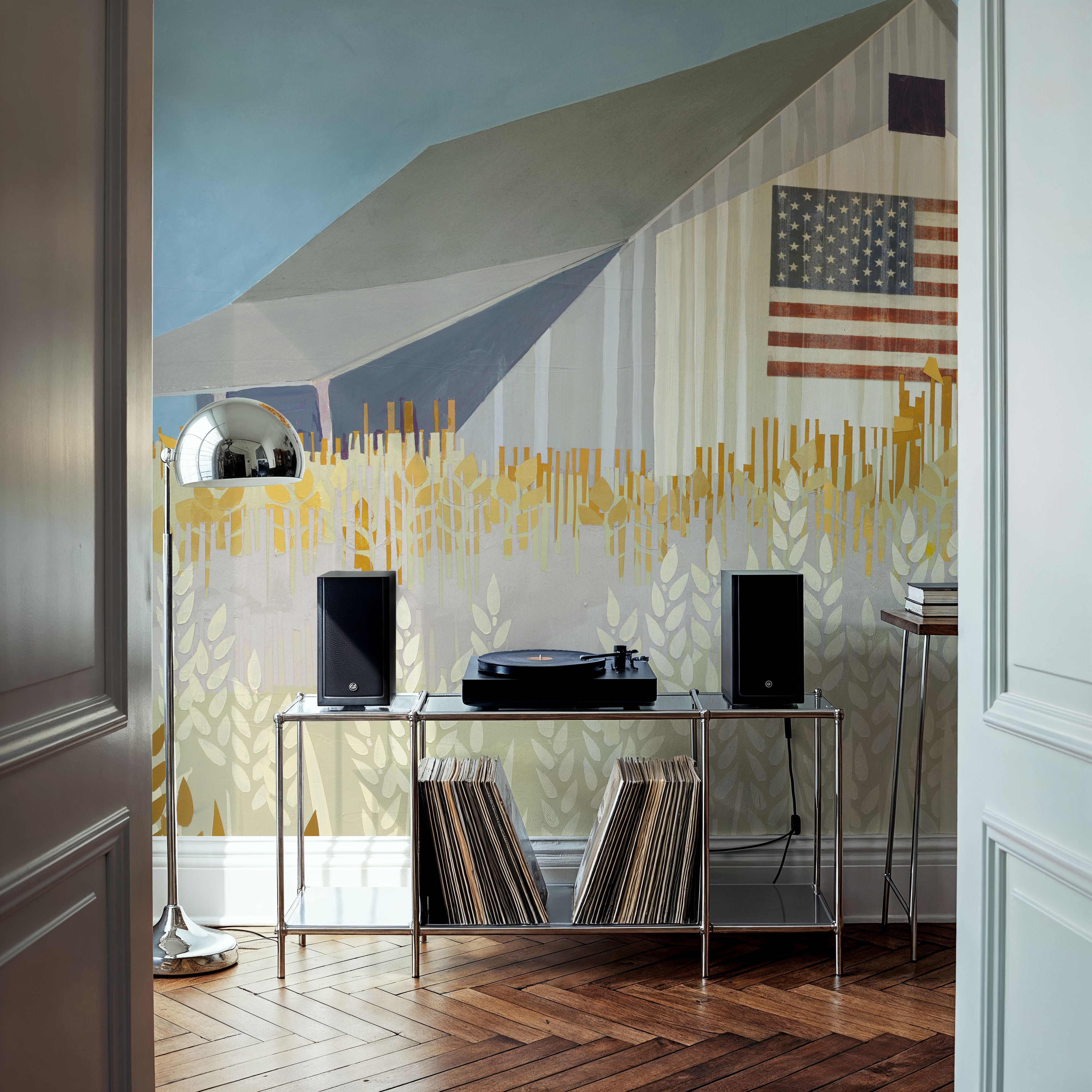 Wheat Fields Barn with Flag