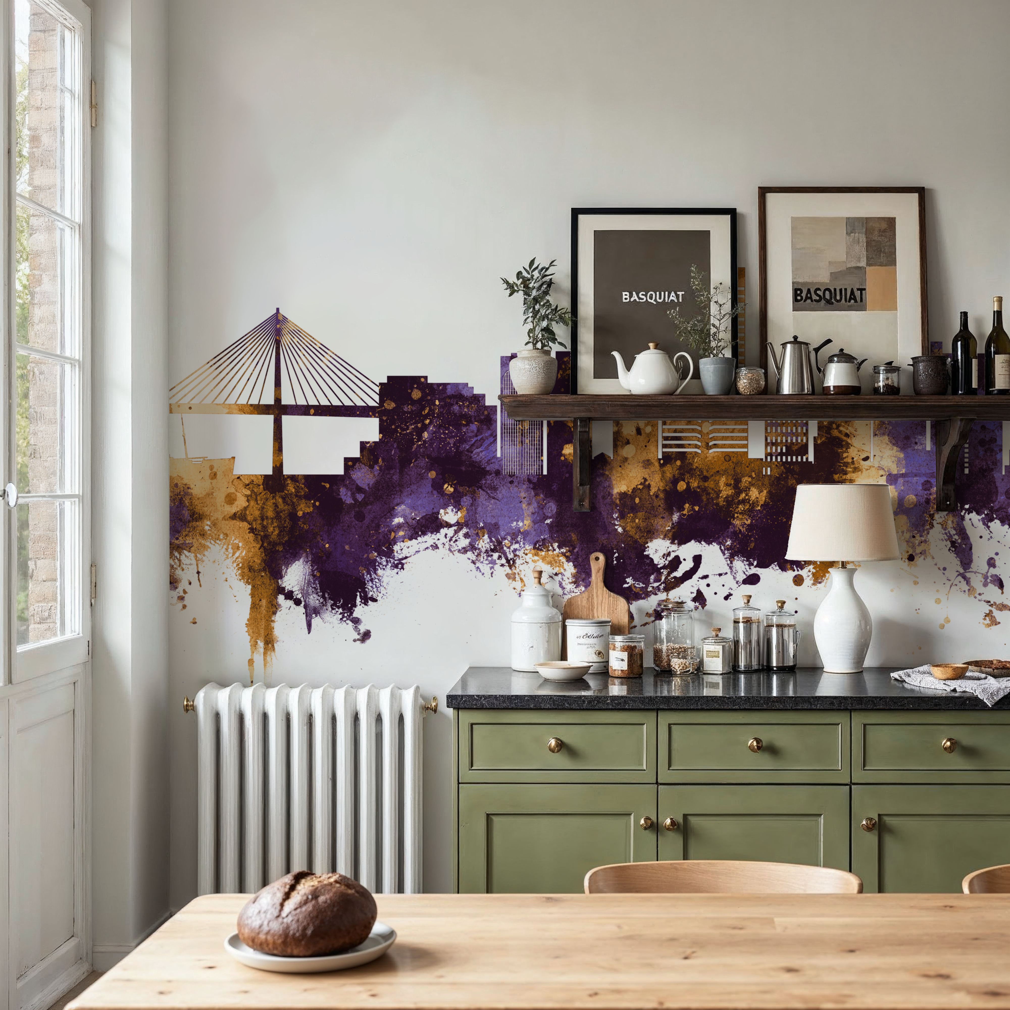 Long Beach California Skyline Purple & Gold