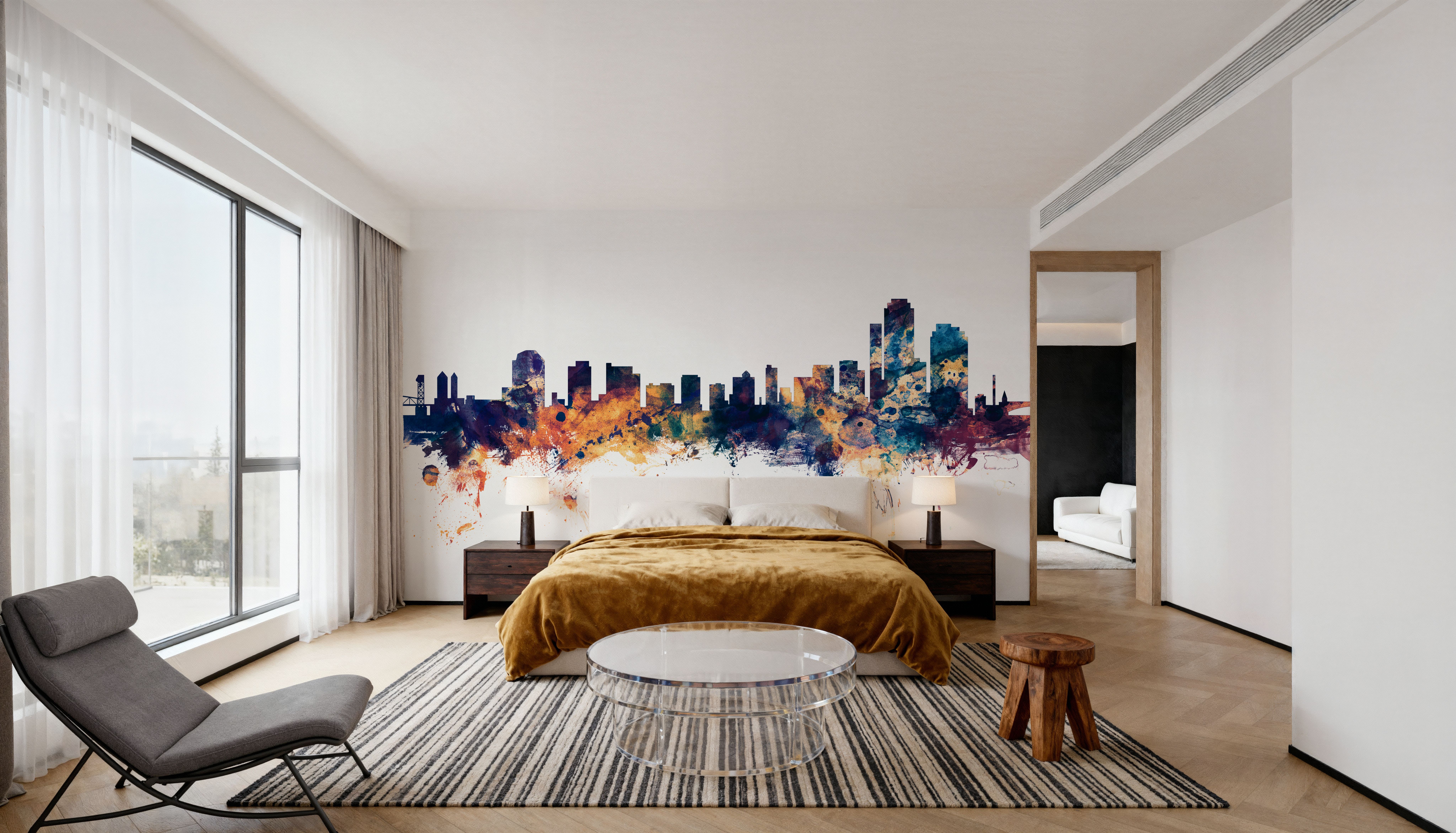 Wilmington Delaware Skyline Blue & Bronze, Wallpaper