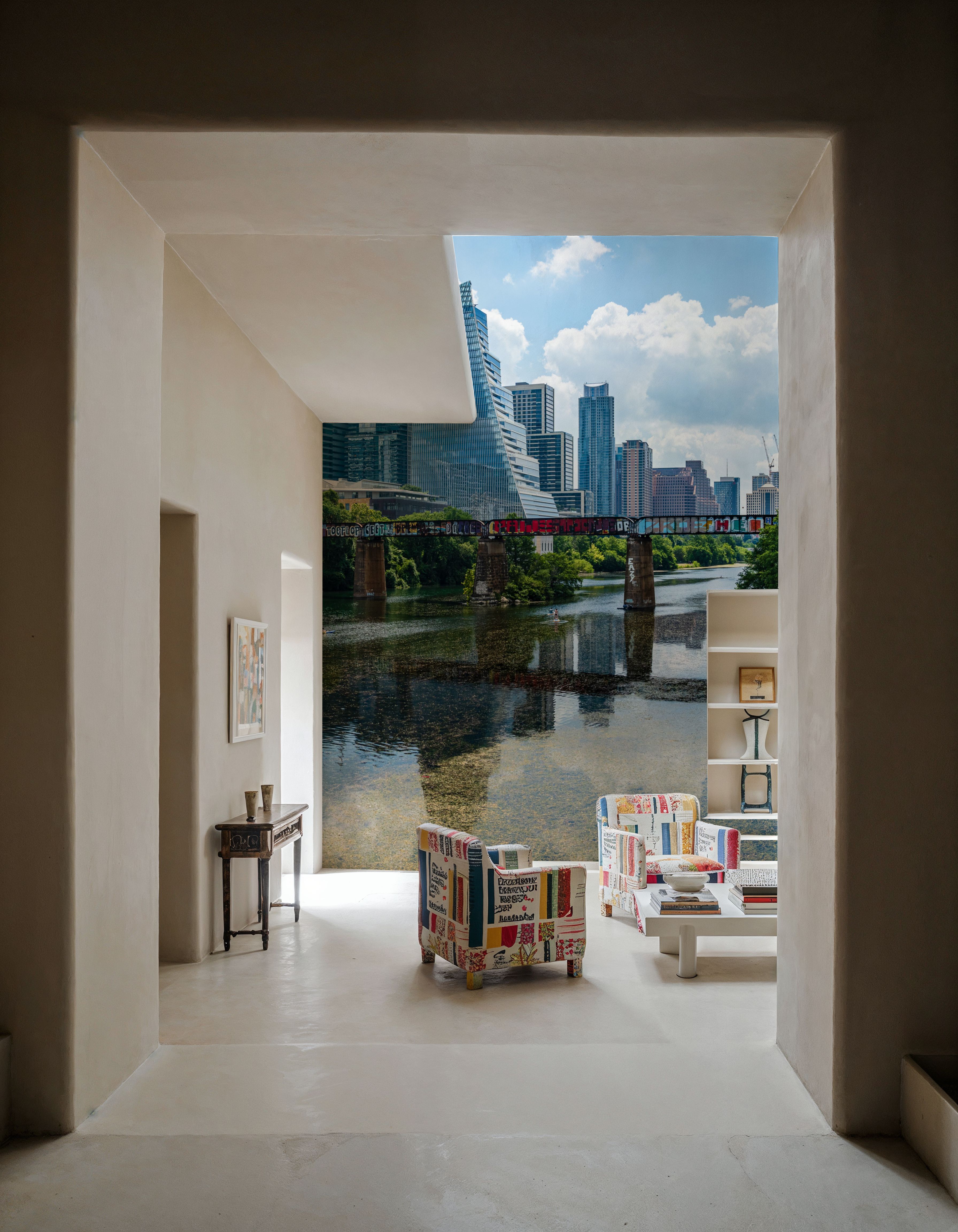 Urban Skyscrapers Blue Sky Reflection