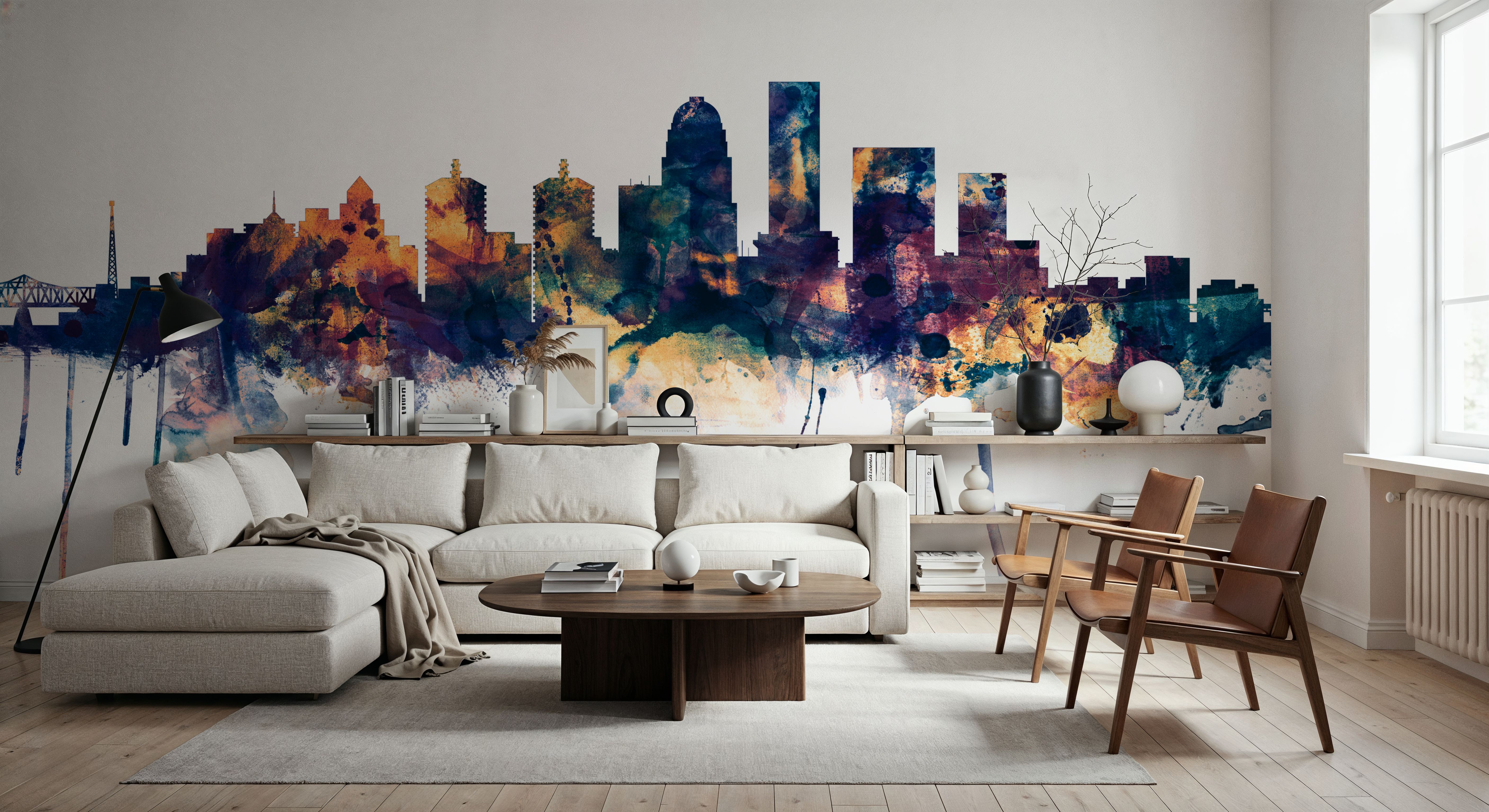 Louisville Kentucky Skyline Blue & Bronze