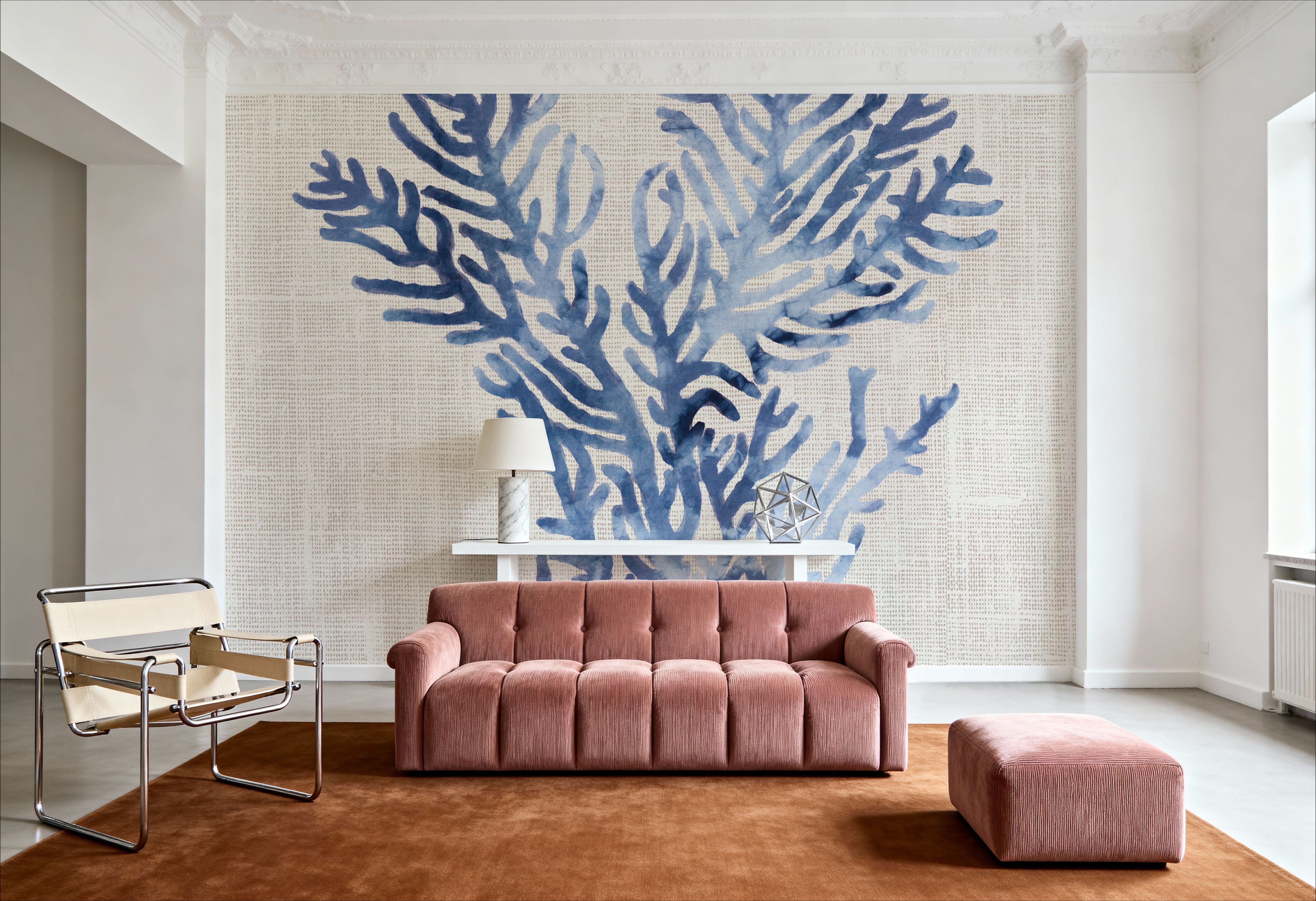 Shibori Coral I on Linen