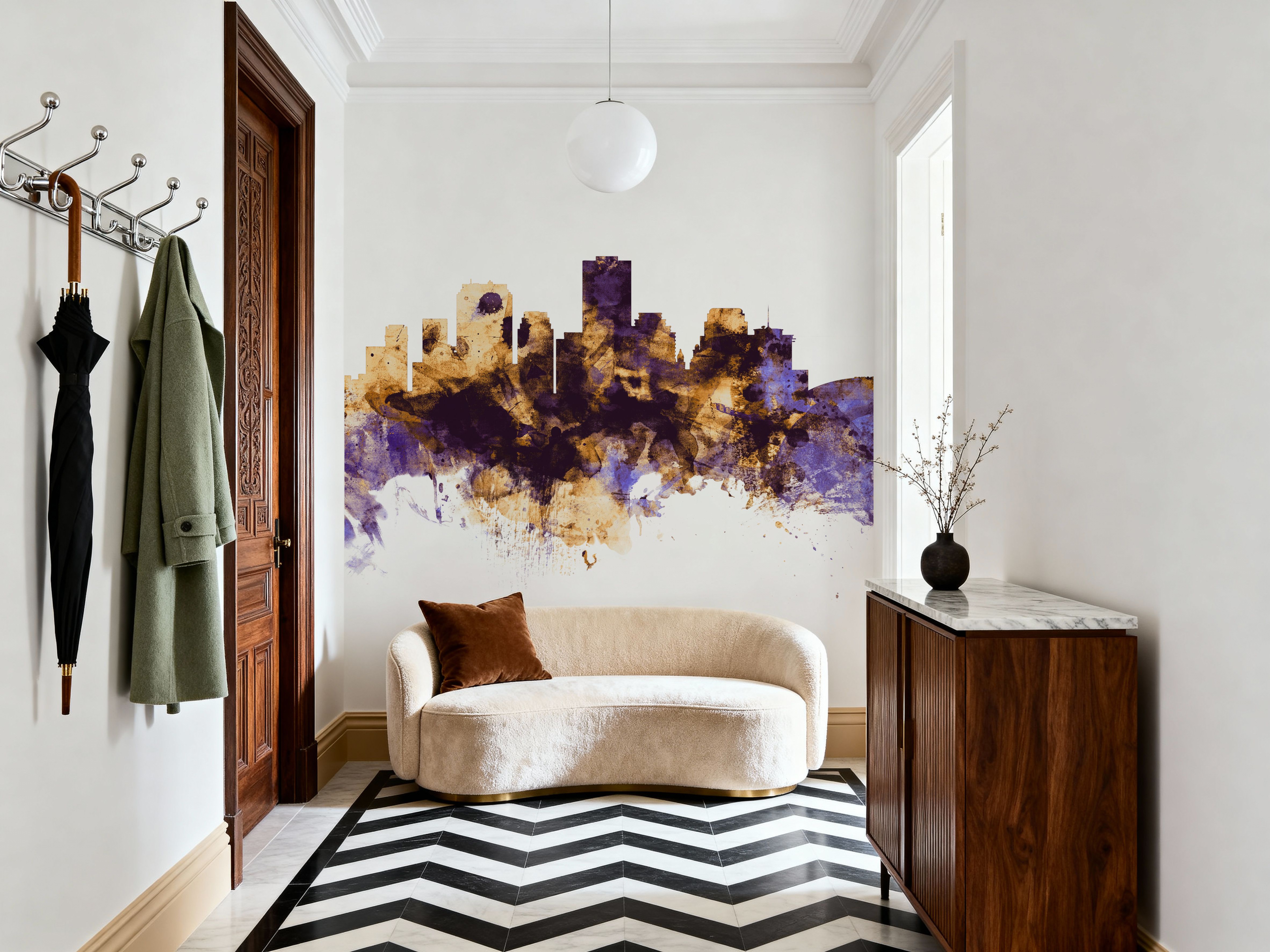New Orleans Louisiana Skyline Purple & Gold