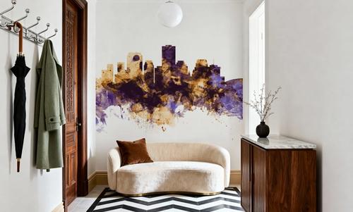 New Orleans Louisiana Skyline Purple & Gold