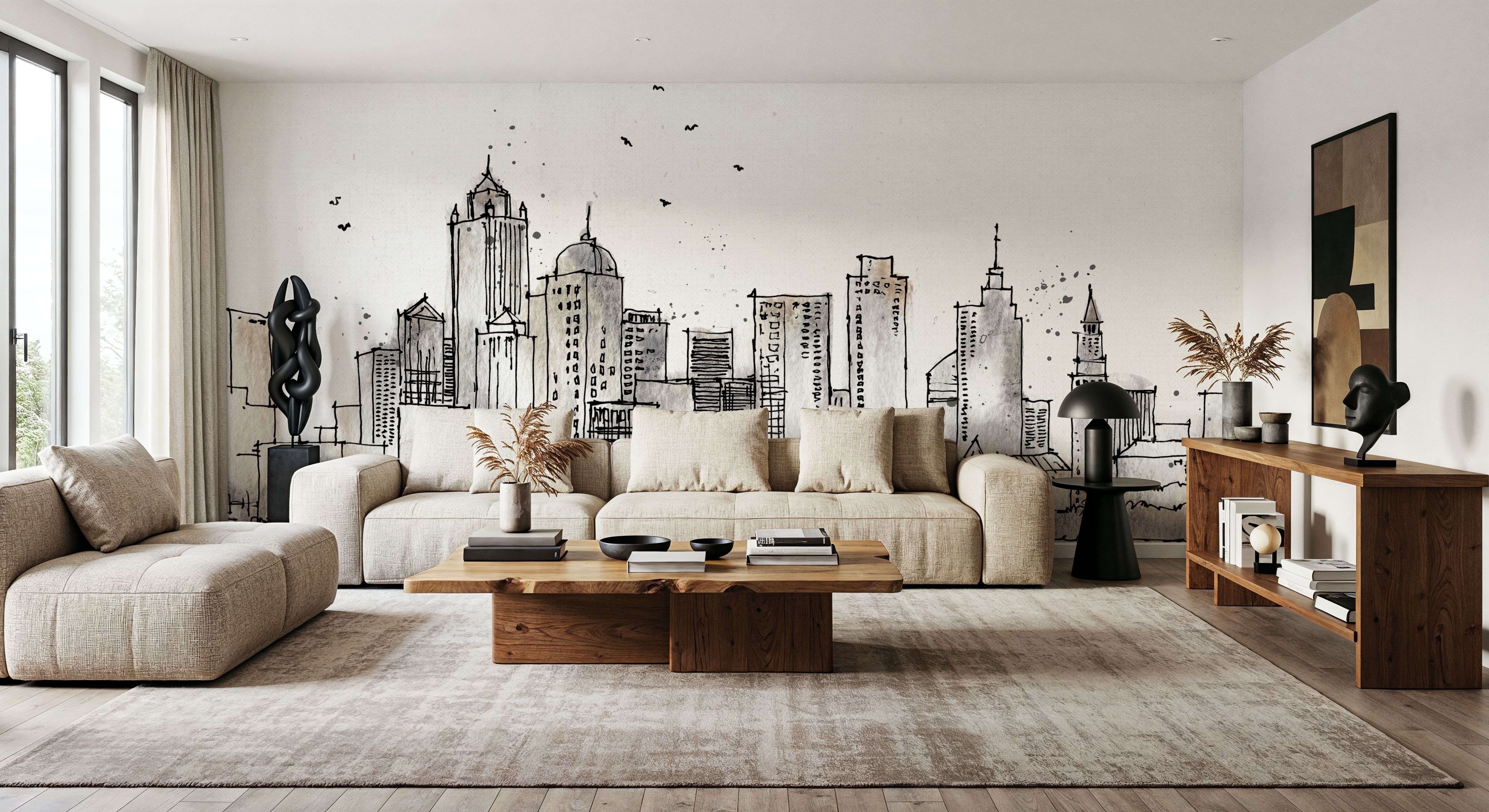 Skyline Sketches Boston, Wallpaper