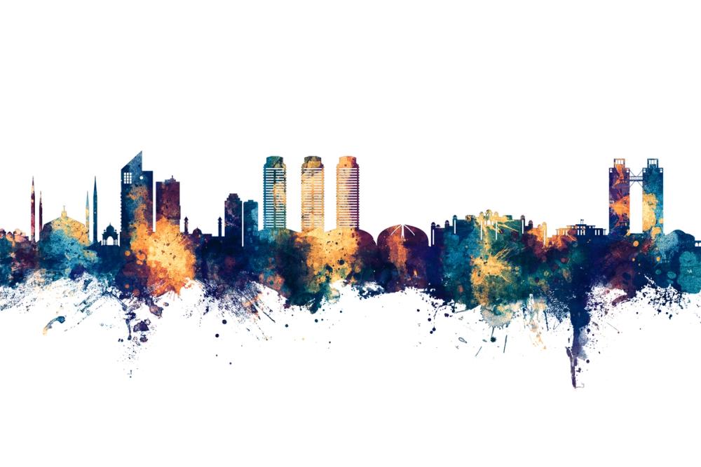 Islamabad Pakistan Skyline Blue & Bronze