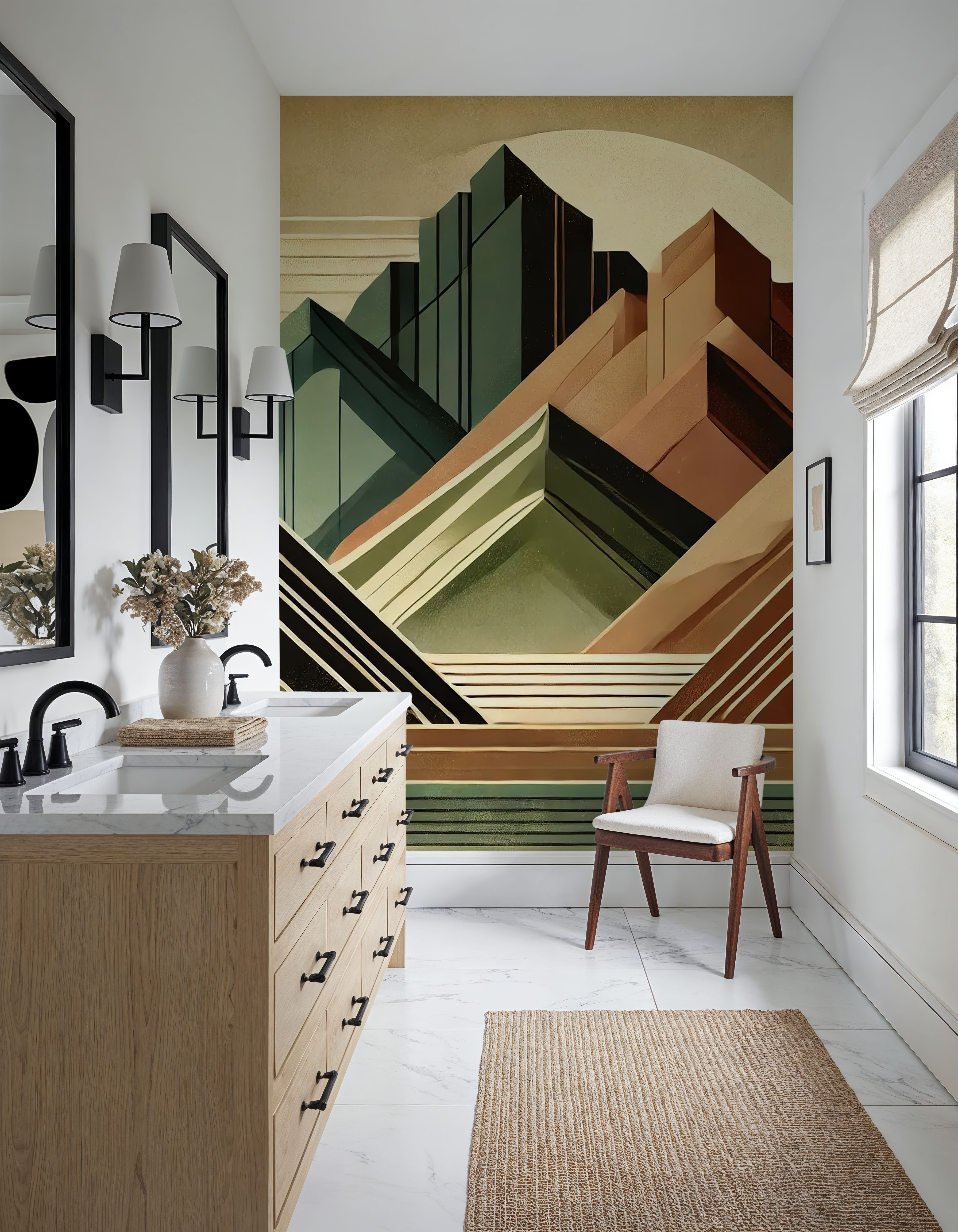 Elegant Art Deco Mountain Peaks