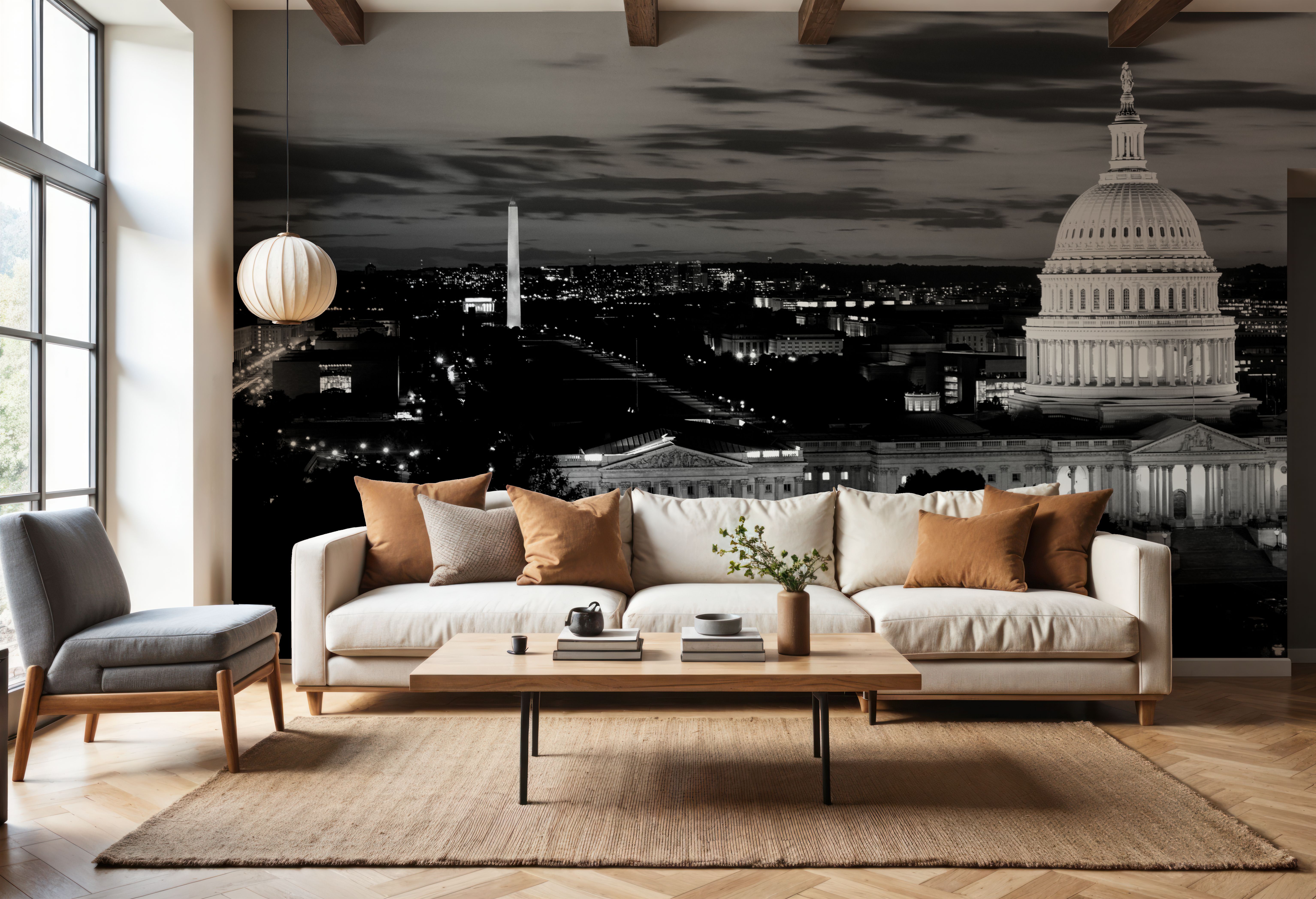 Wall Mural - Monumental Night - Architecture Travel & Landmarks mural wallpaper - Gray - Dining Room - Wallism US - Premium, Textured or Peel & Stick