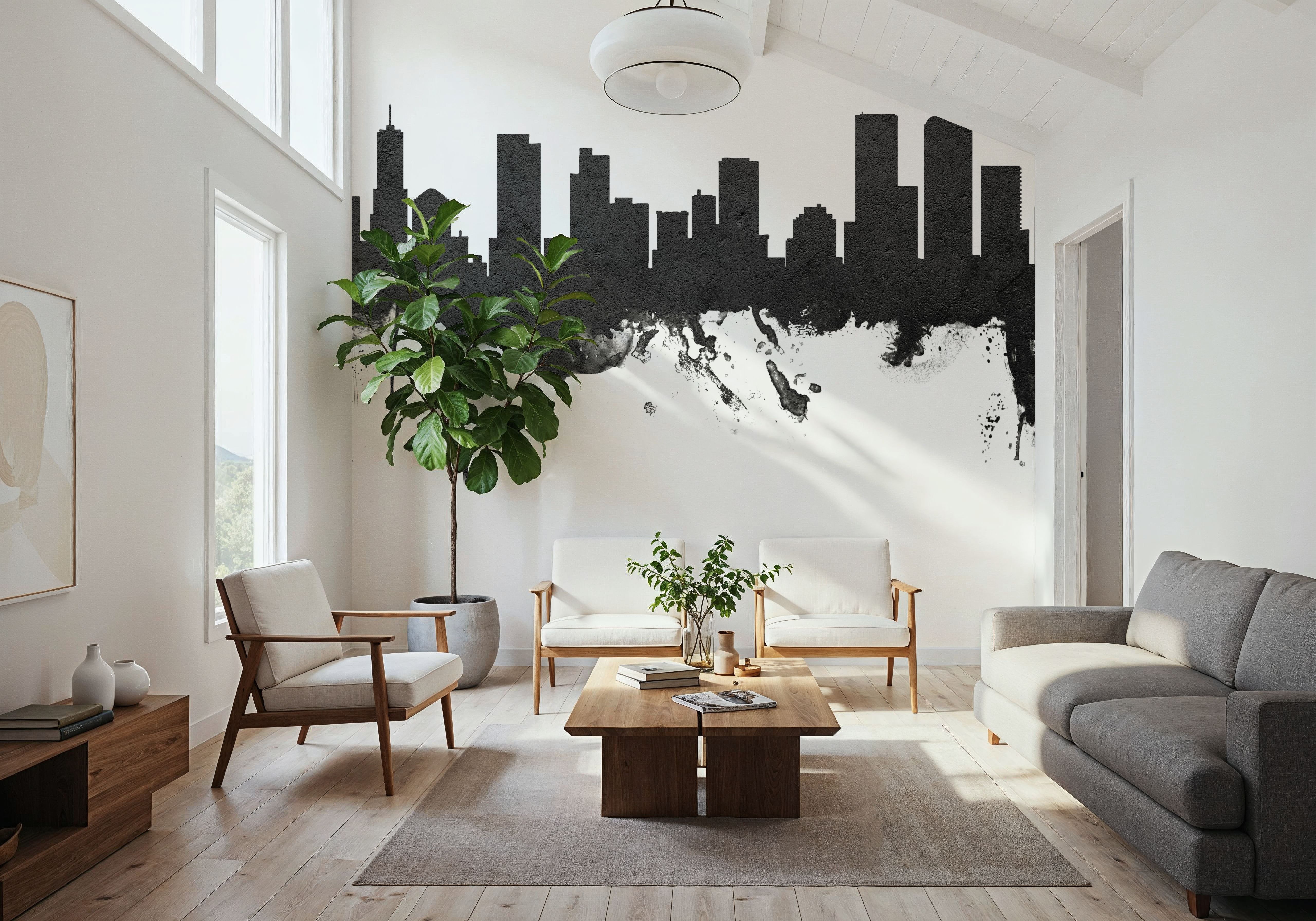 Denver Skyline Black & White, Wallpaper