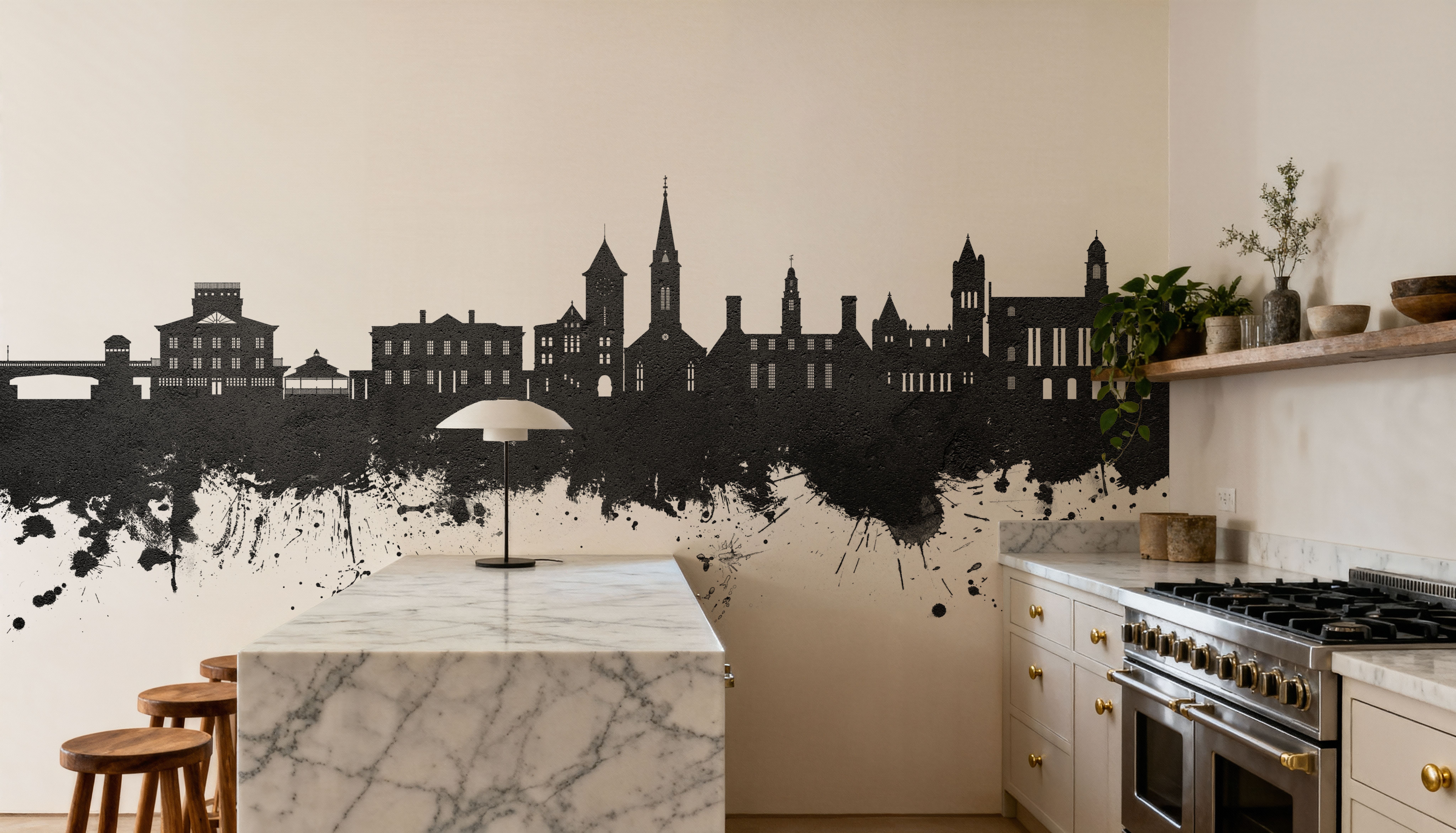 New Bern North Carolina Skyline Black & White