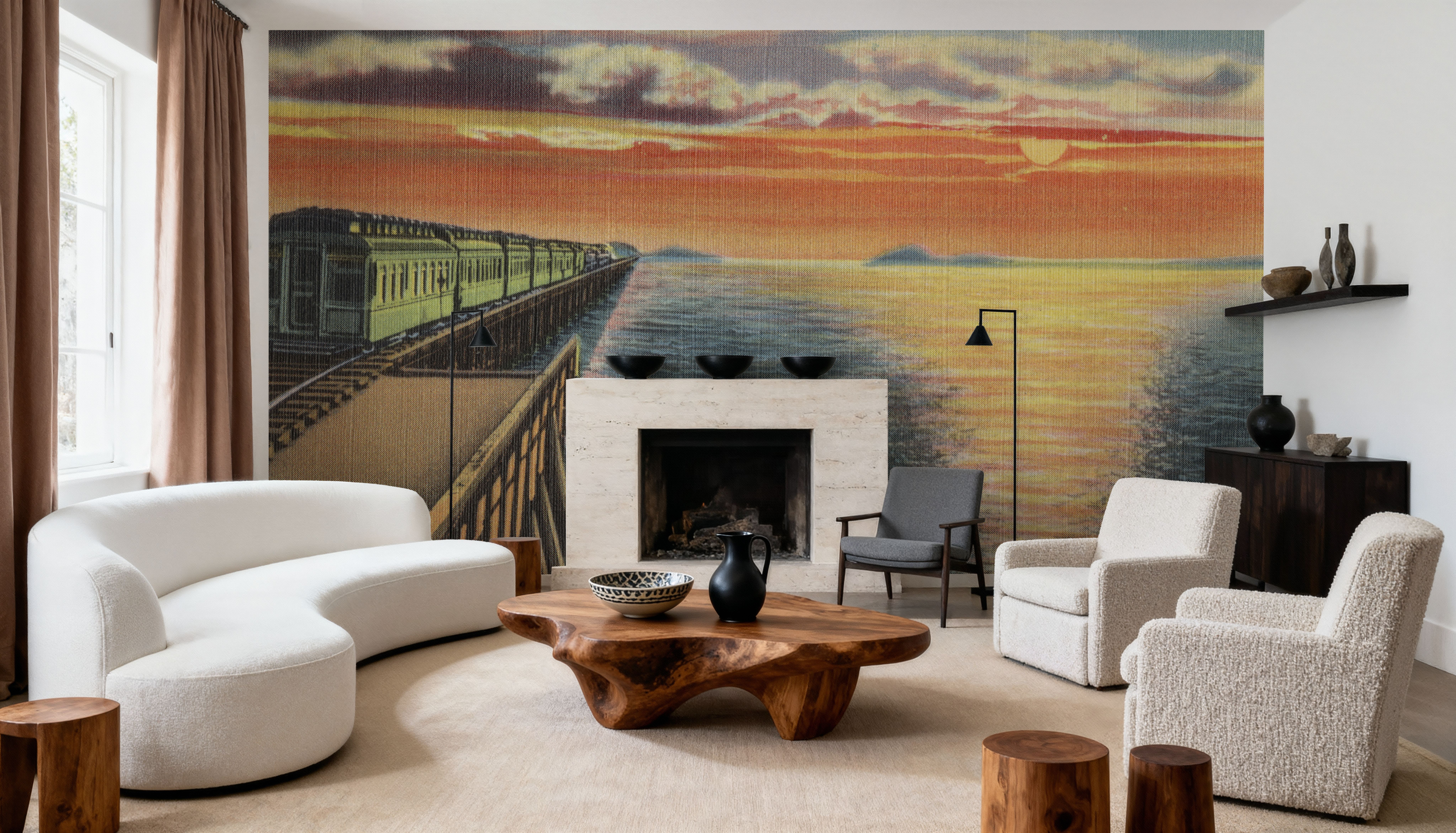 Greetings from Train Sunset - Screenprint Postcard, Wallpaper