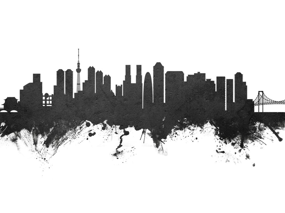 Tokyo Japan Skyline Black & White