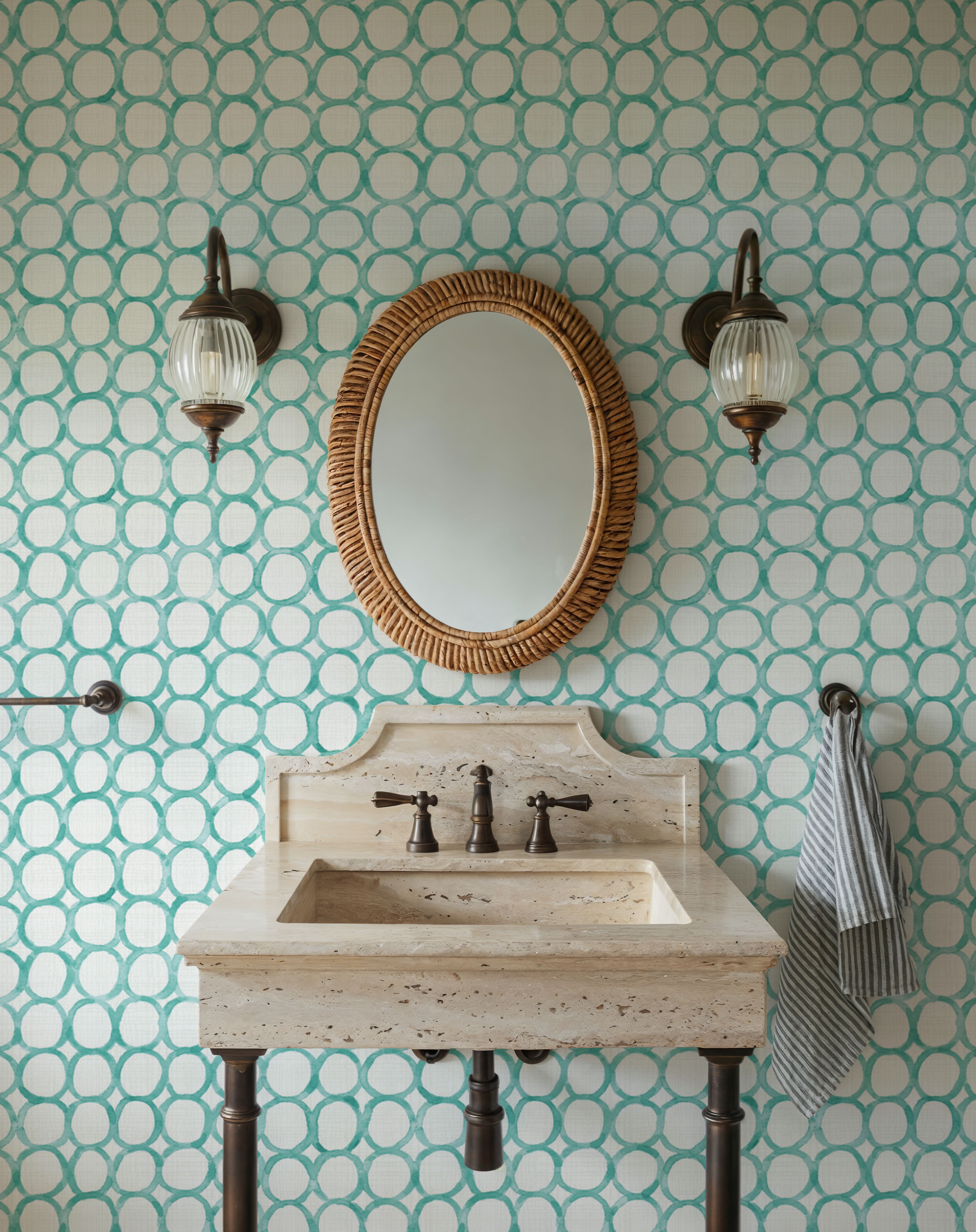 Mixed Turqouise Circles , Wallpaper