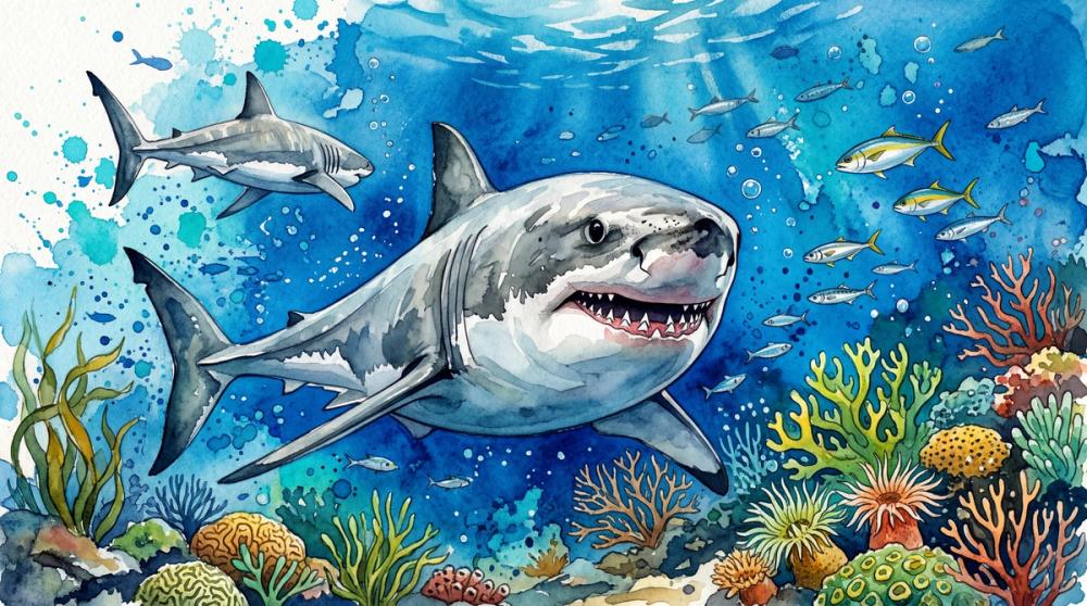 White Shark 2 - Watercolor Predators Series