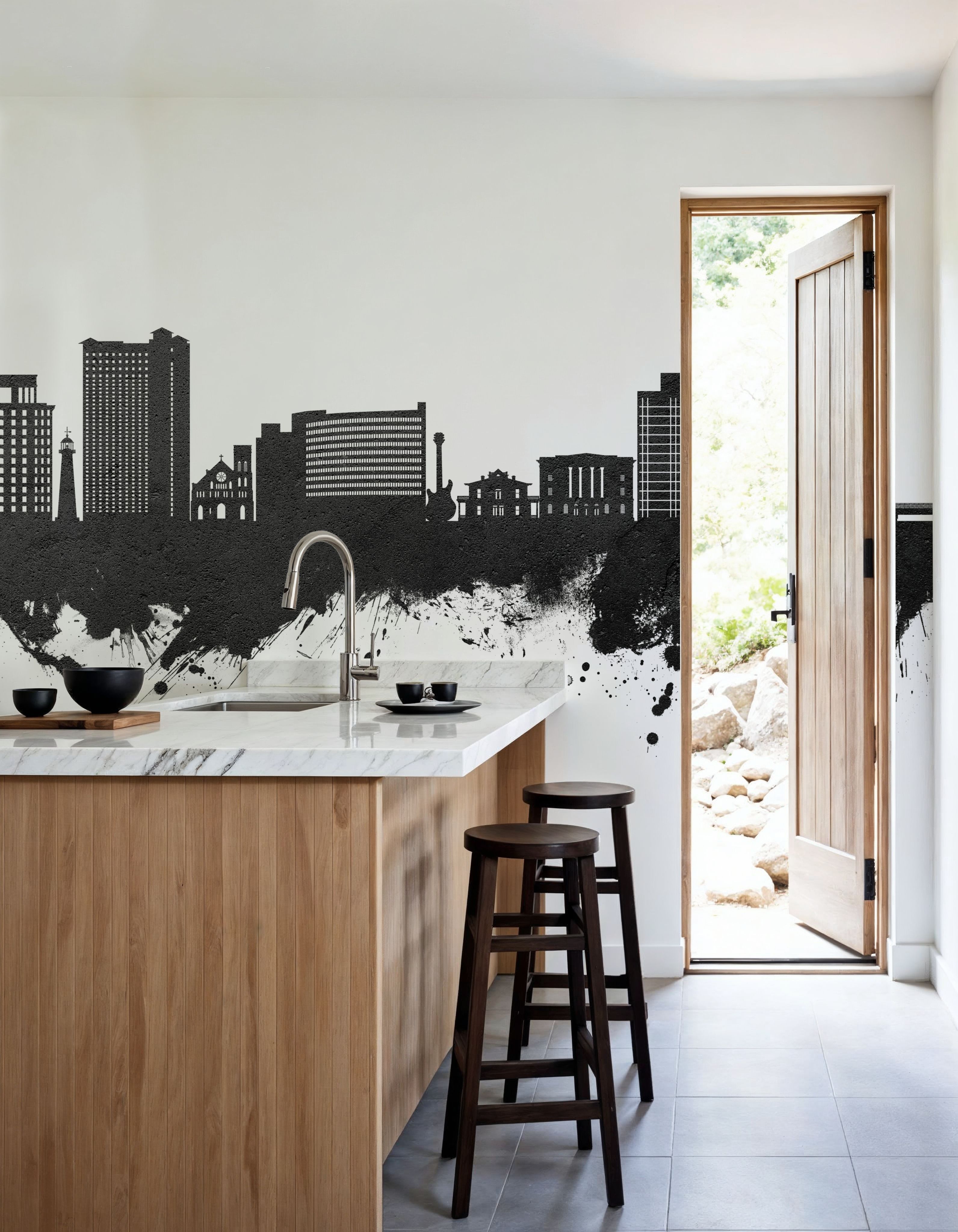 Biloxi Mississippi Skyline Black & White