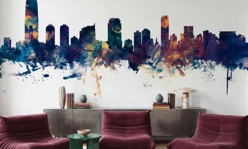 Jersey City New York Skyline Blue & Bronze