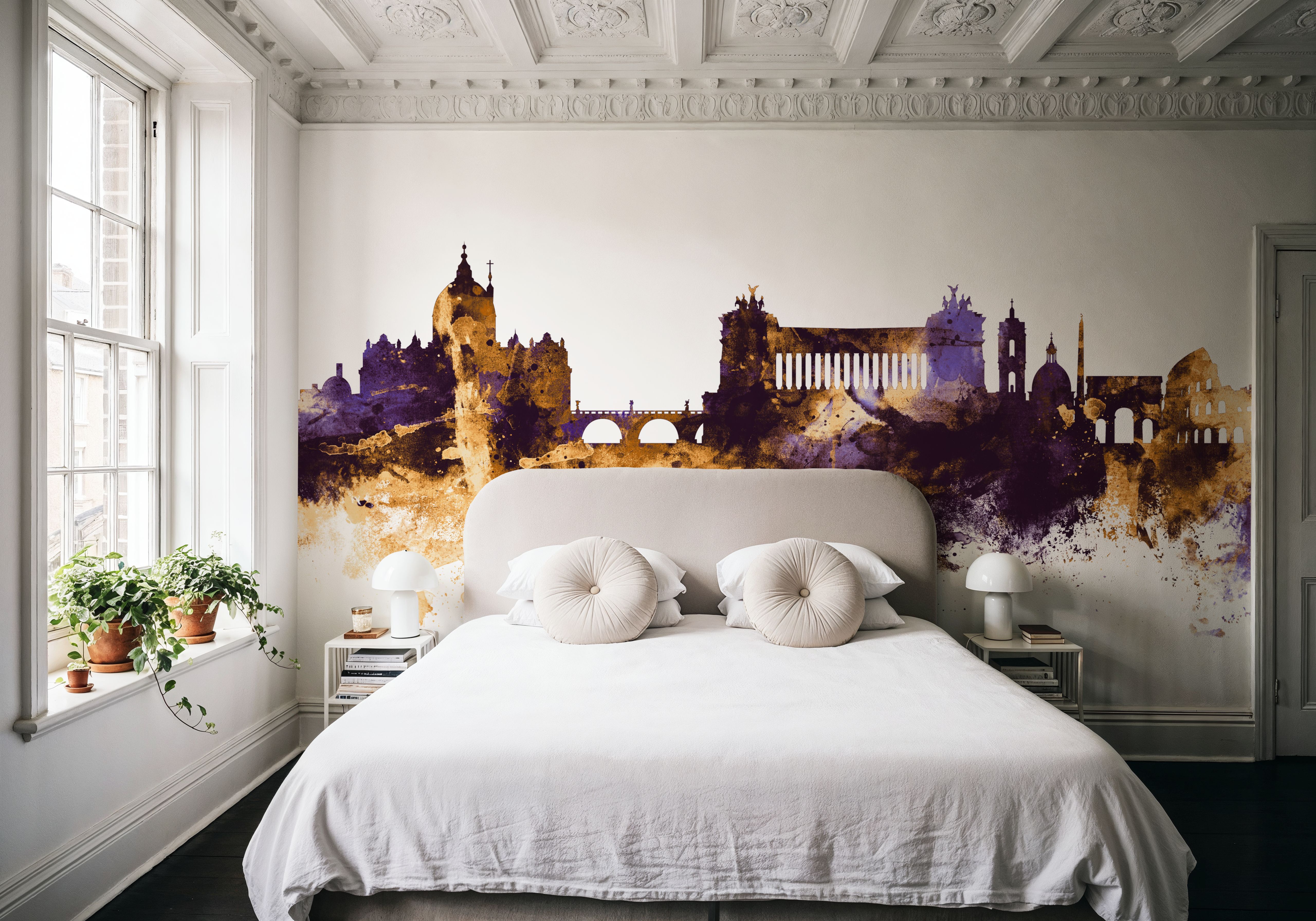 Rome Italy Skyline Purple & Gold