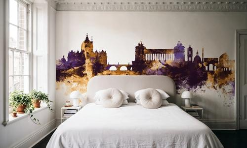 Rome Italy Skyline Purple & Gold