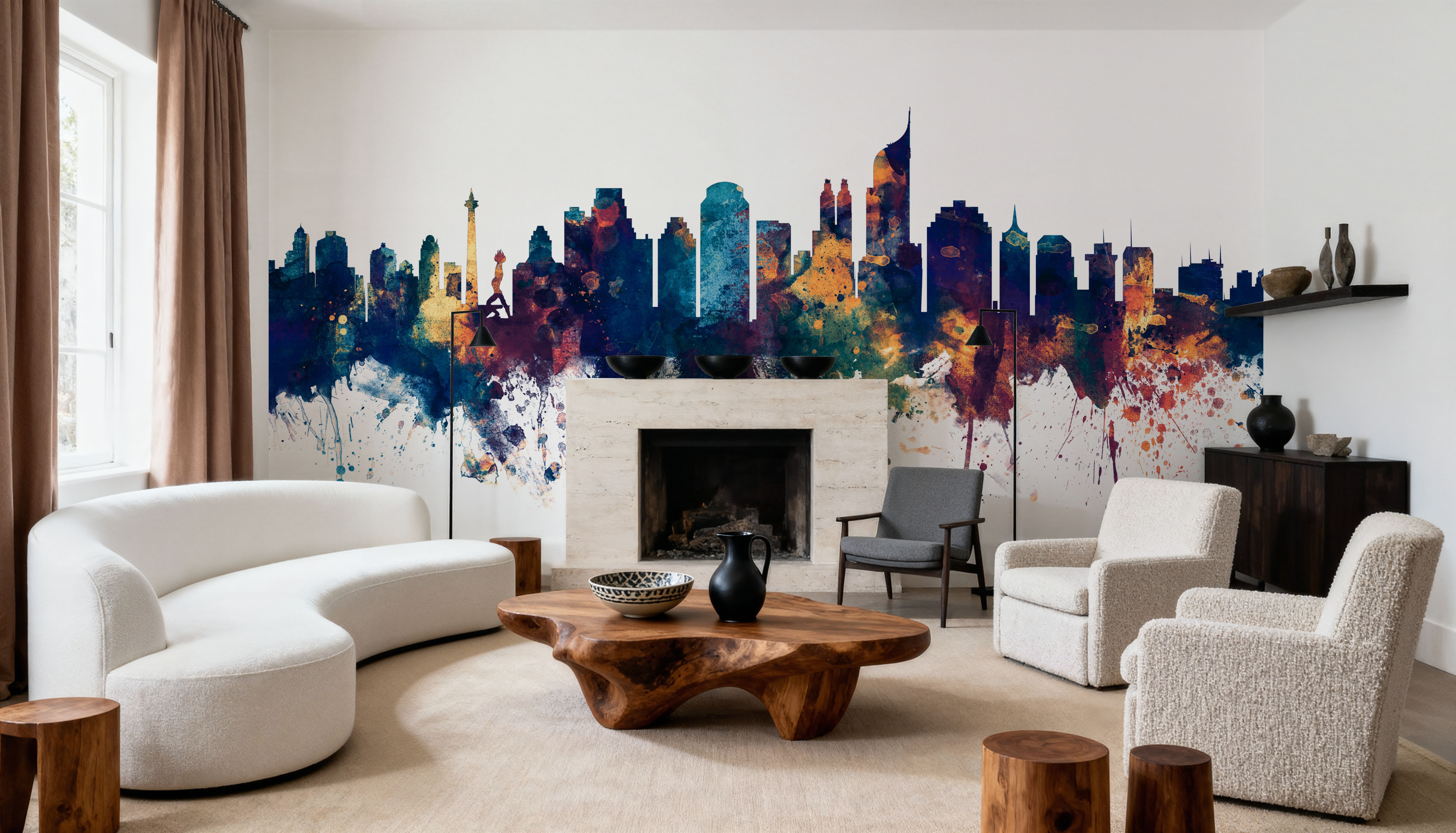 Jakarta Skyline Indonesia Blue & Bronze