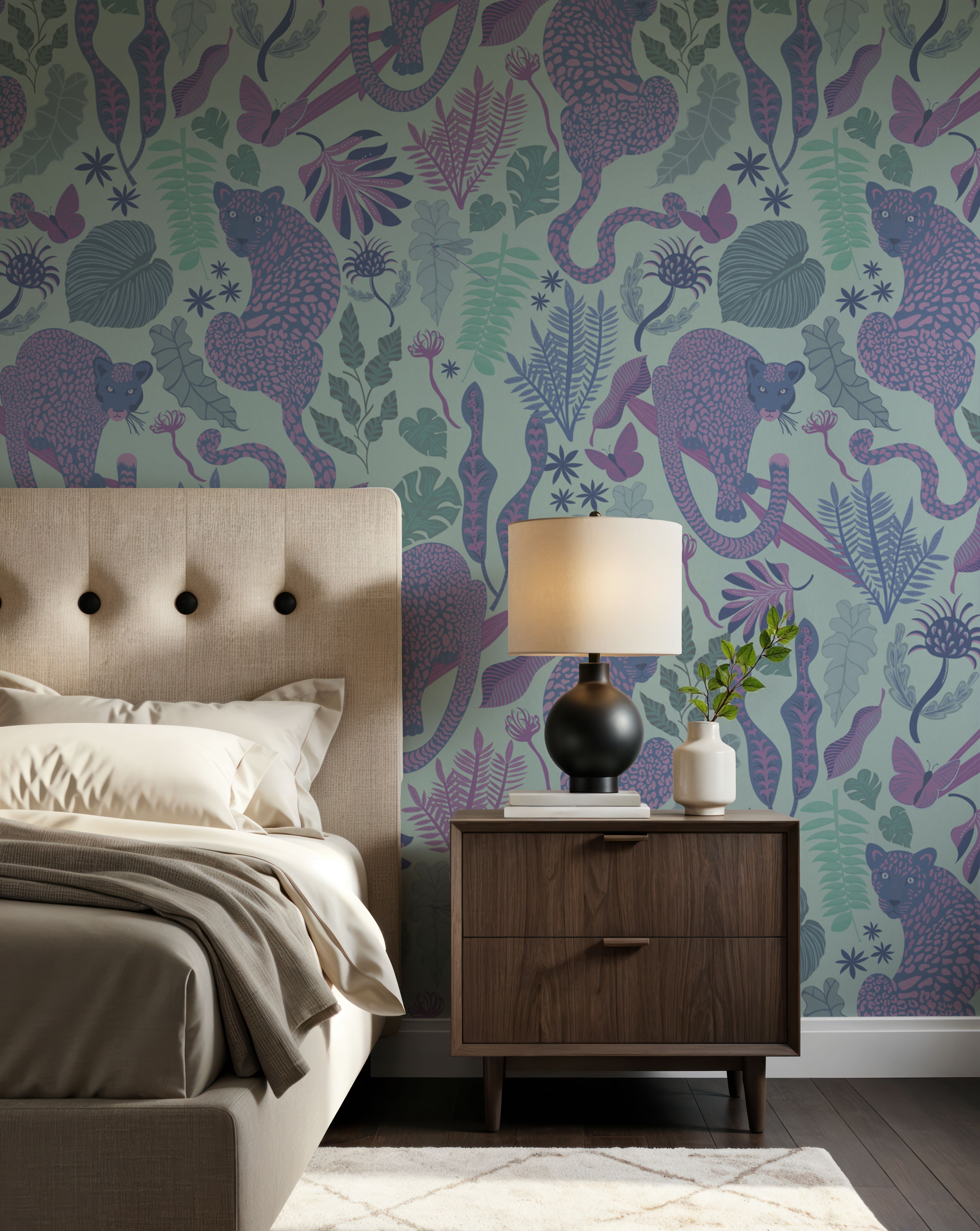 Jungle Leopards Violet & Mint