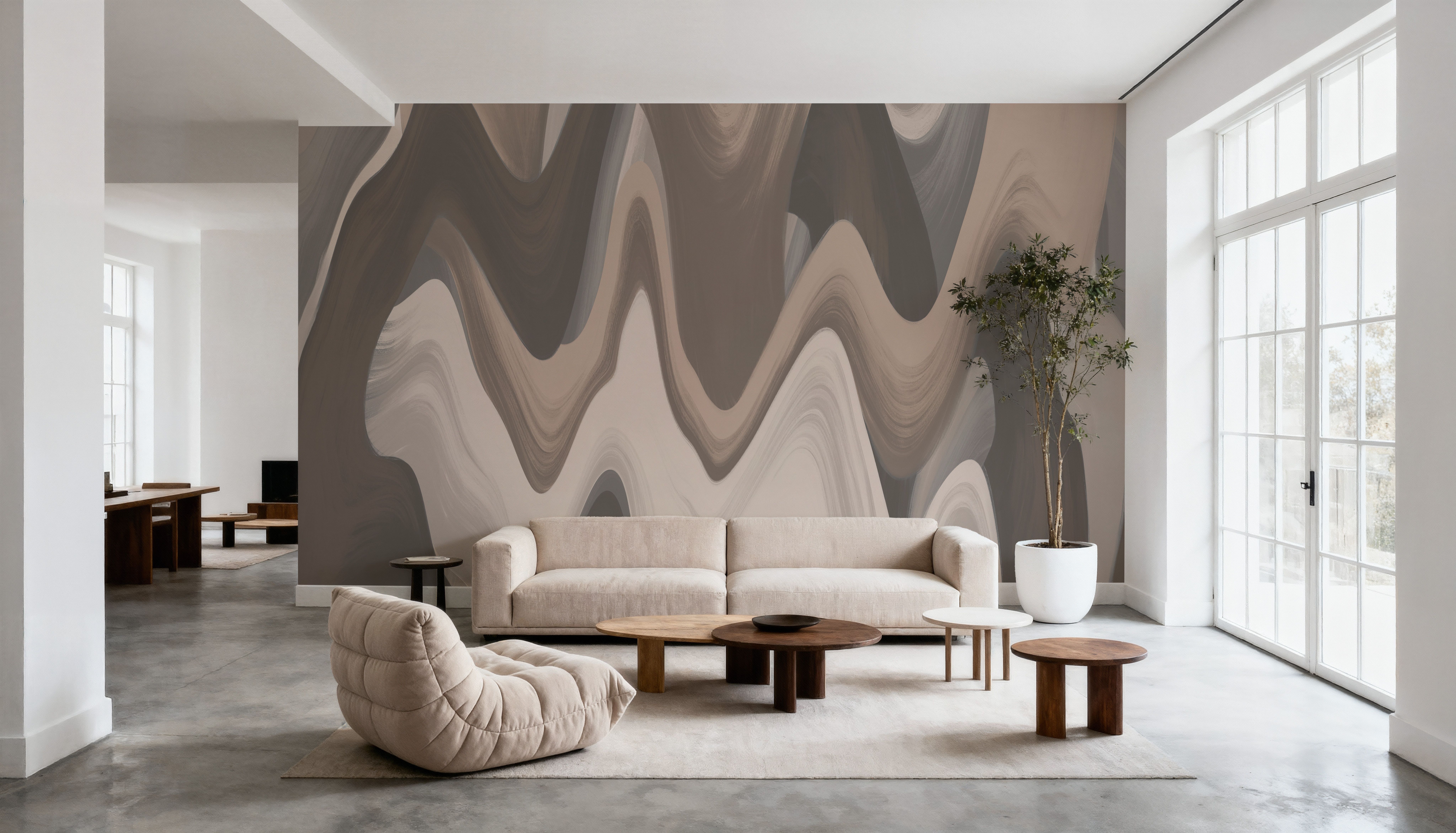 Abstract Paints, Mocha, Wallpaper