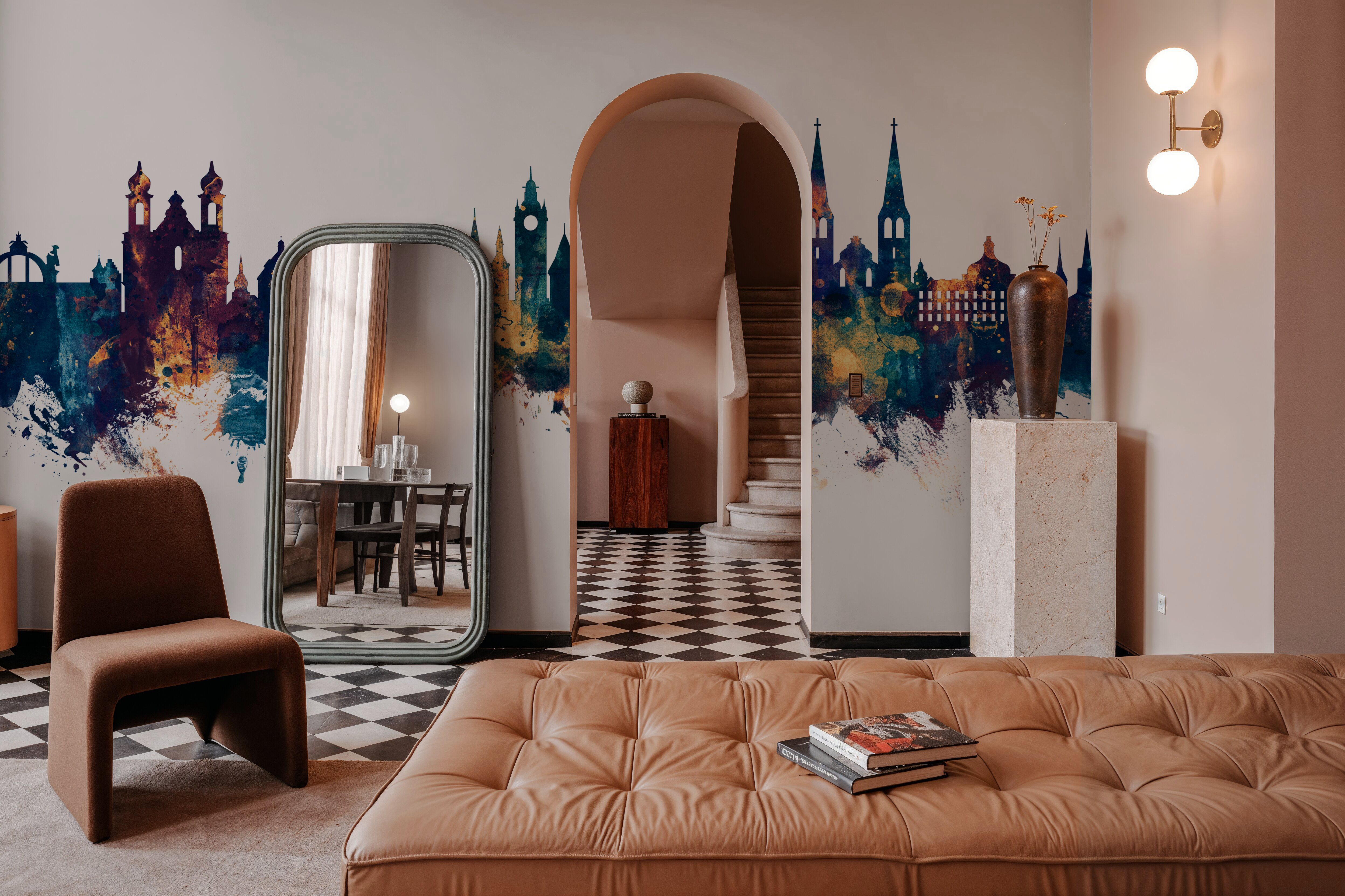 Lucerne Switzerland Luzern Skyline Blue & Bronze, Carte da parati