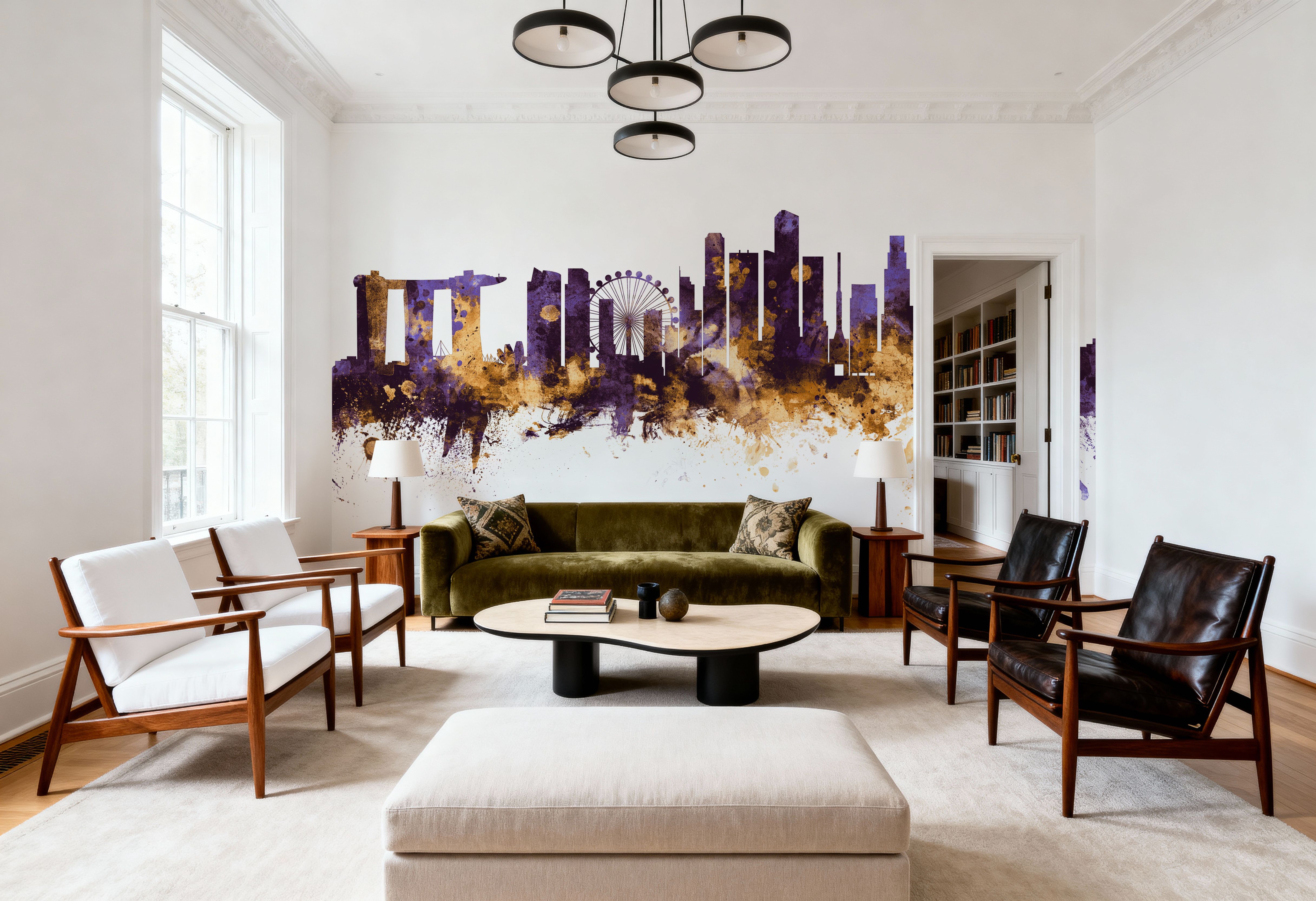 Singapore Skyline Purple & Gold