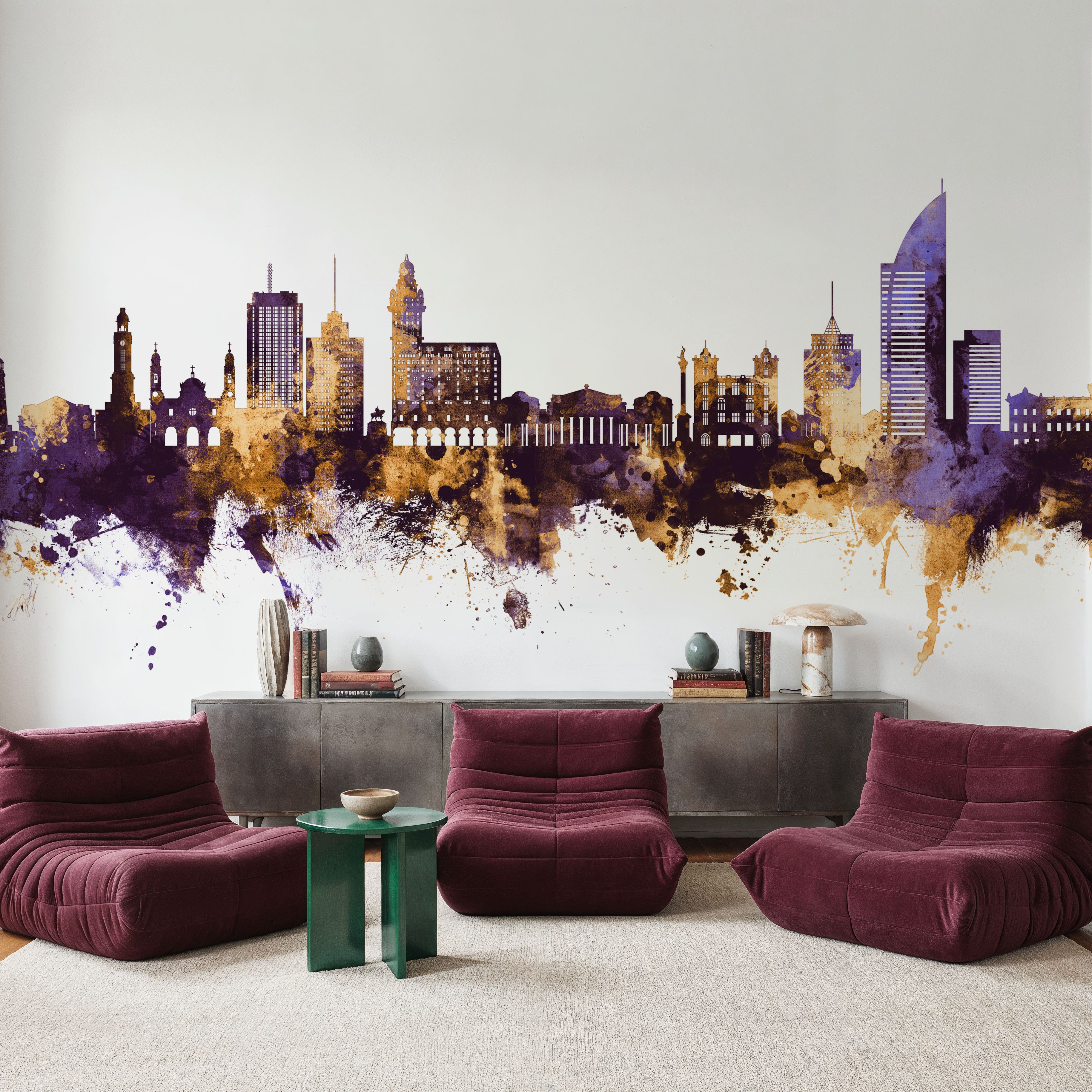 Montevideo Uruguay Skyline Purple & Gold