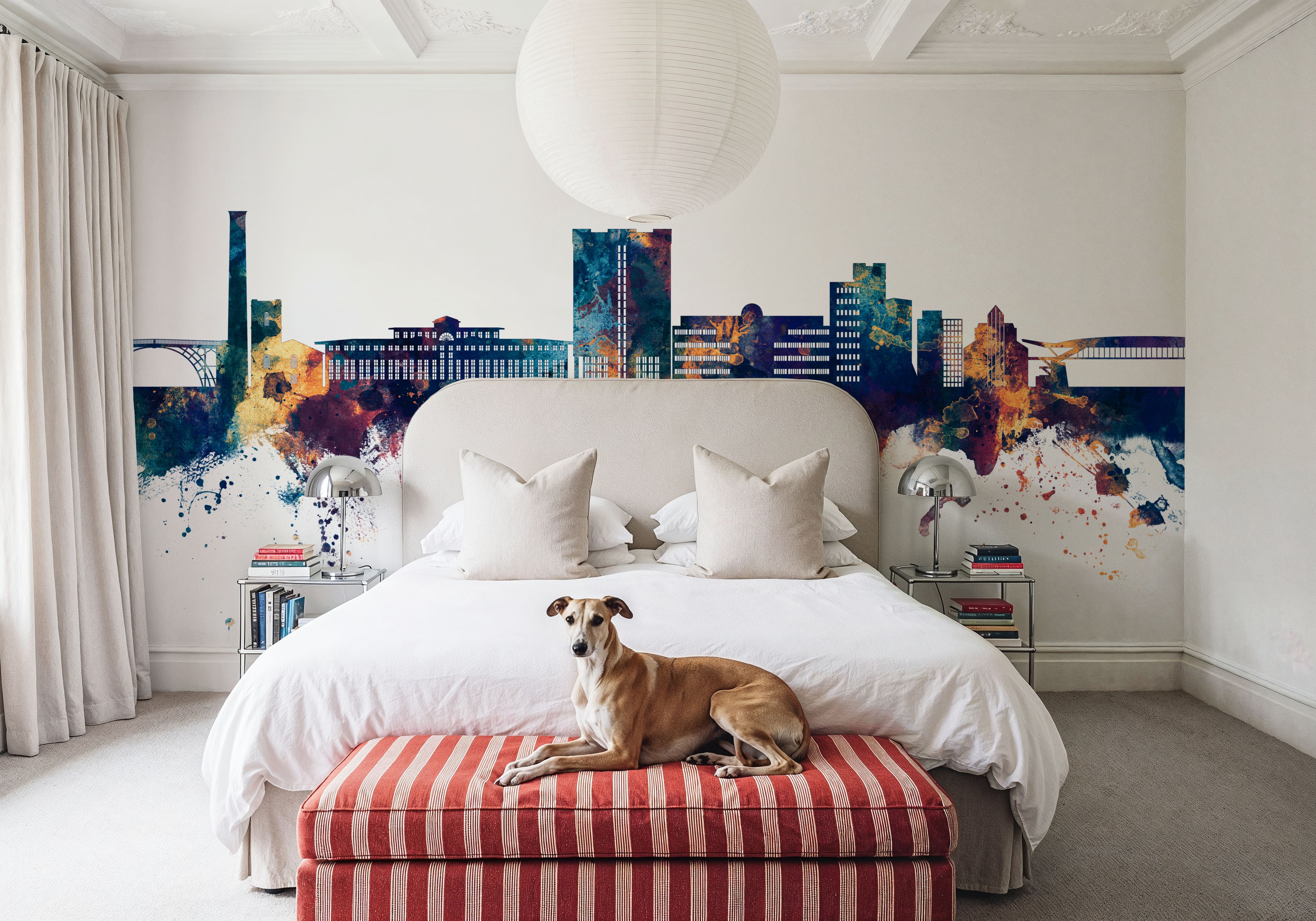 Telford England Skyline Blue & Bronze, Wallpaper