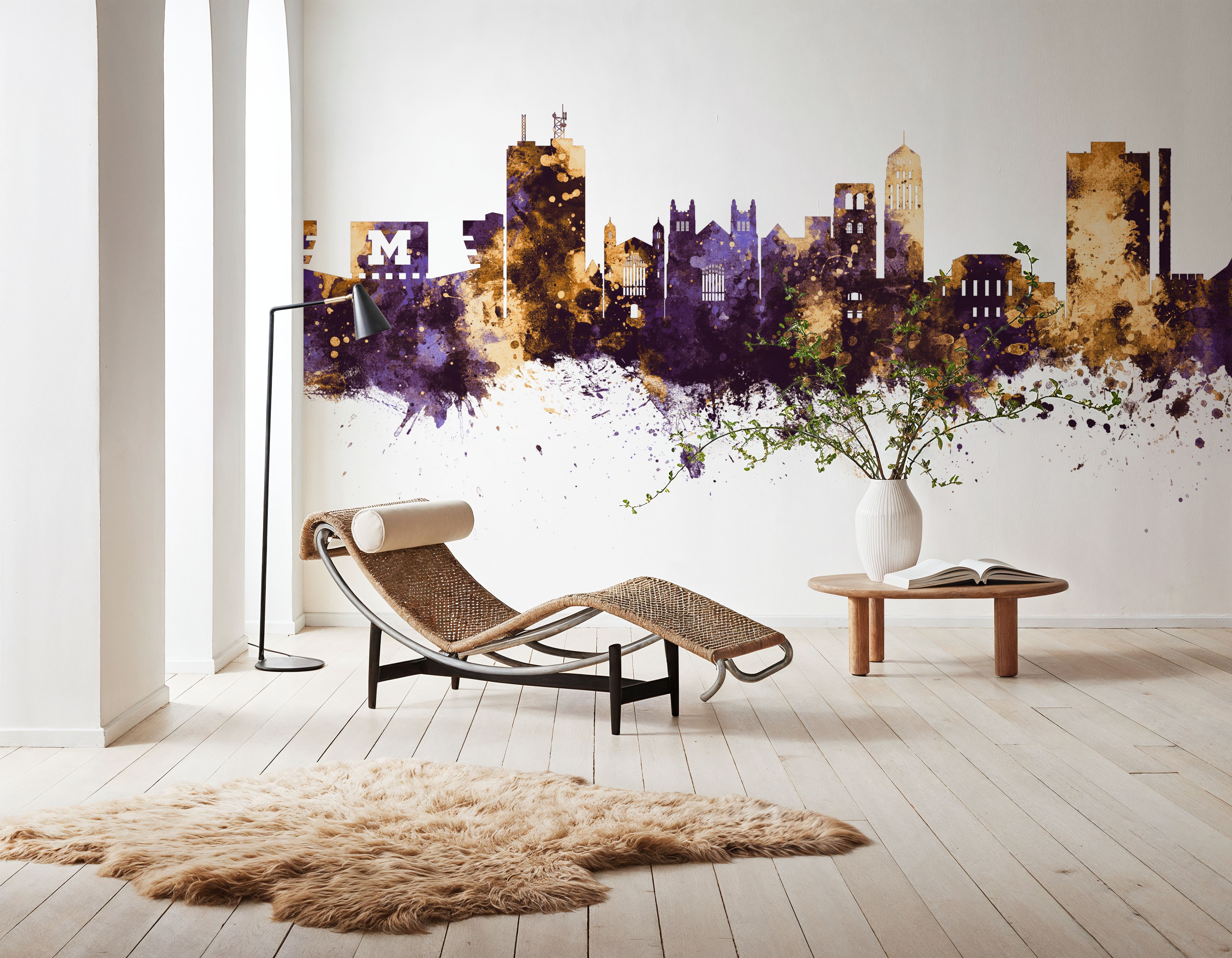 Ann Arbor Michigan Skyline Purple & Gold