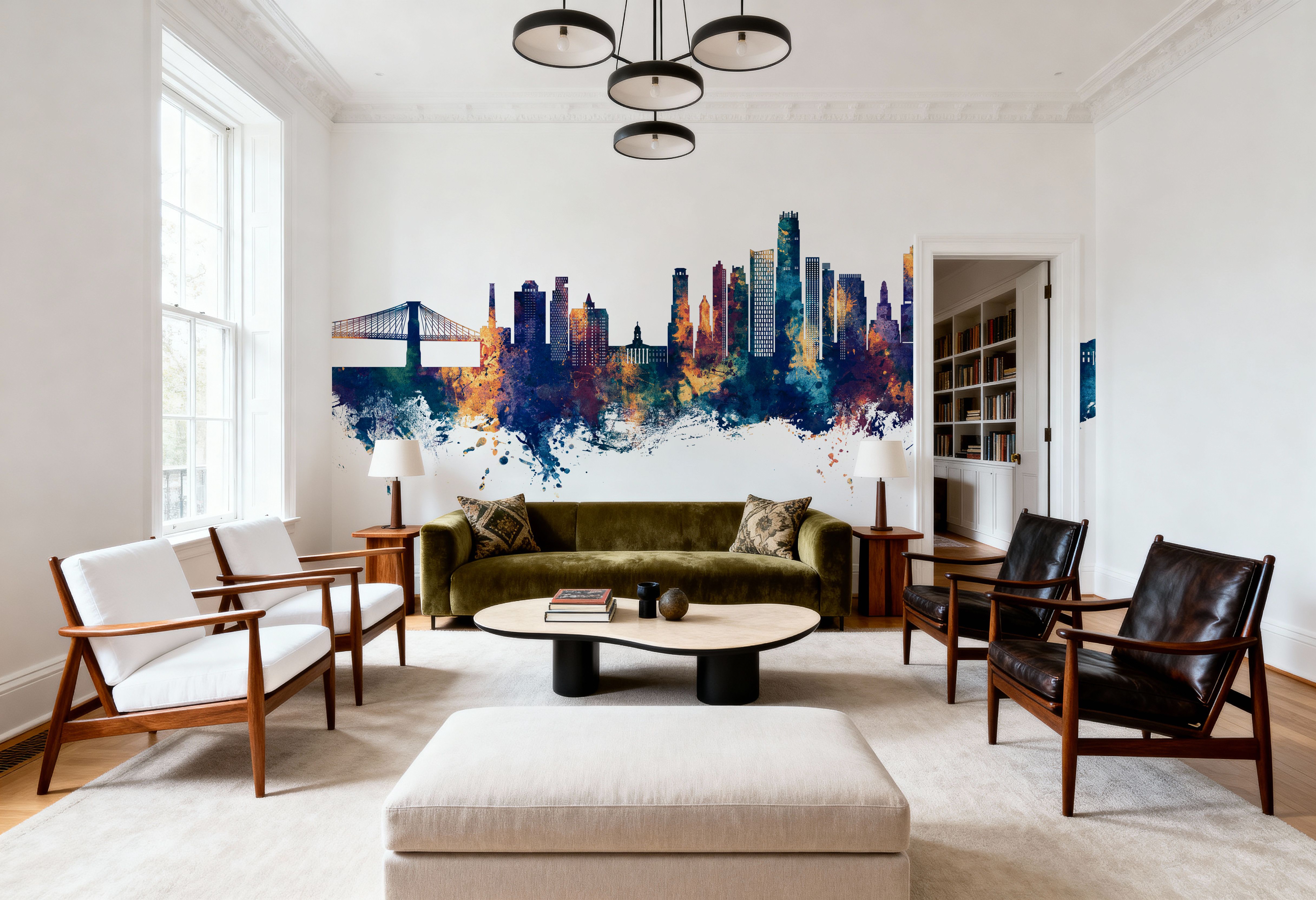 Brooklyn New York Skyline Blue & Bronze