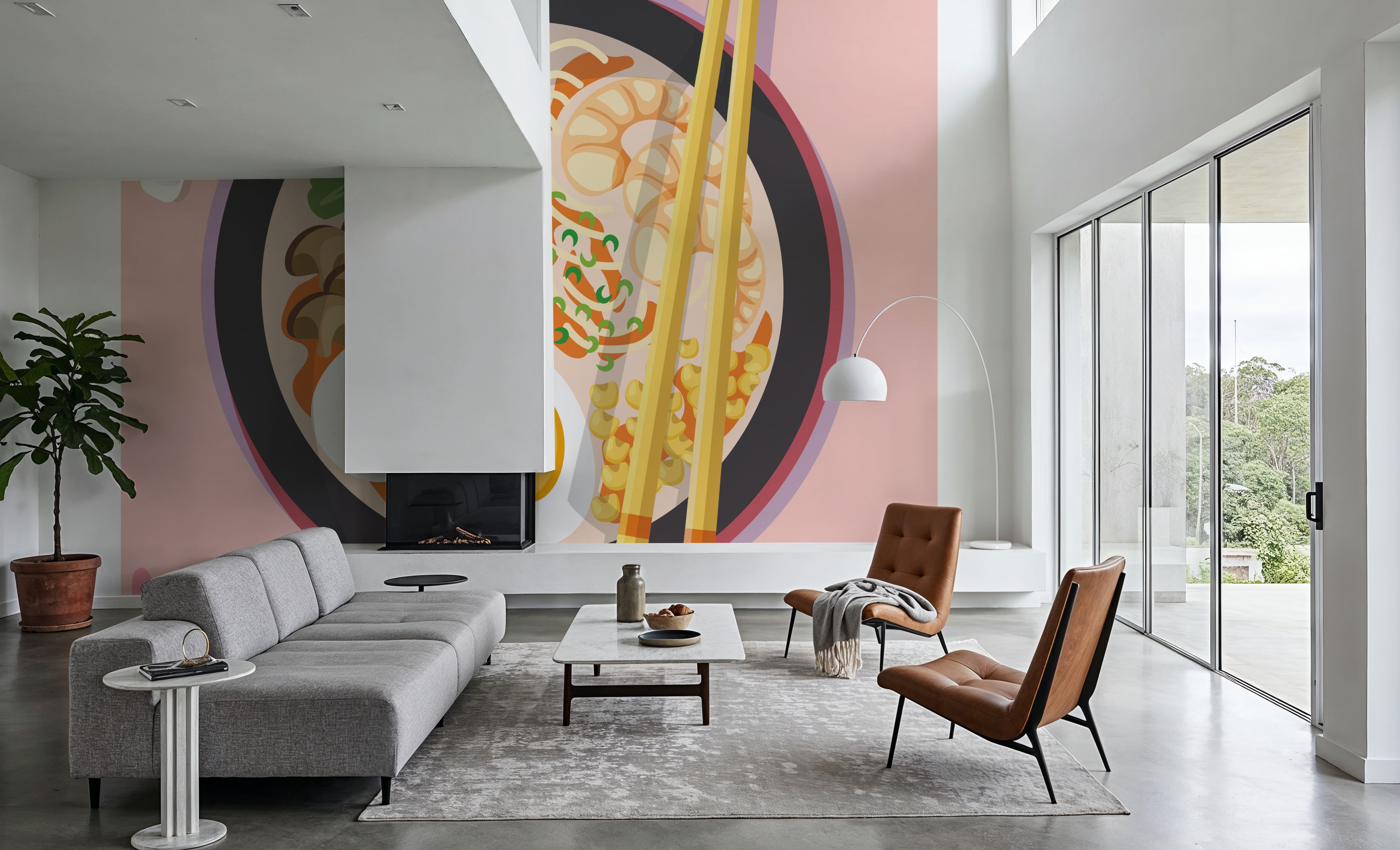 Wall Mural - Eating Tokyo - Food & Drink Graphics mural wallpaper - Pink - Dining Room - Wallism US - Premium, Textured or Peel & Stick