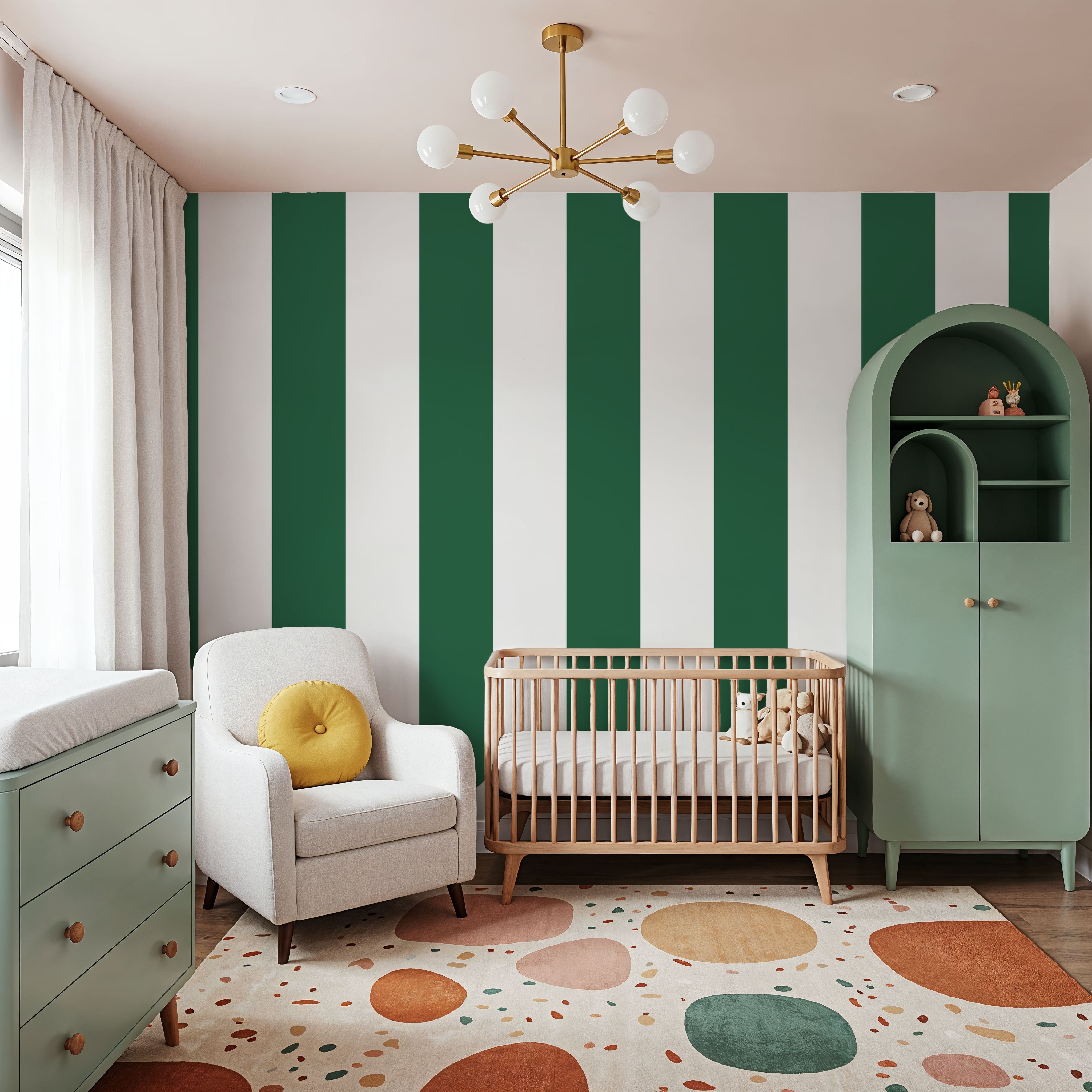 Scalloped Circus Stripes, Salamander Green