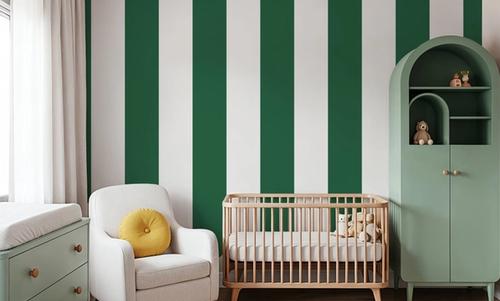 Scalloped Circus Stripes, Salamander Green