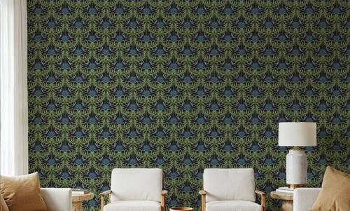 Floral Damask & Bows, Midnight