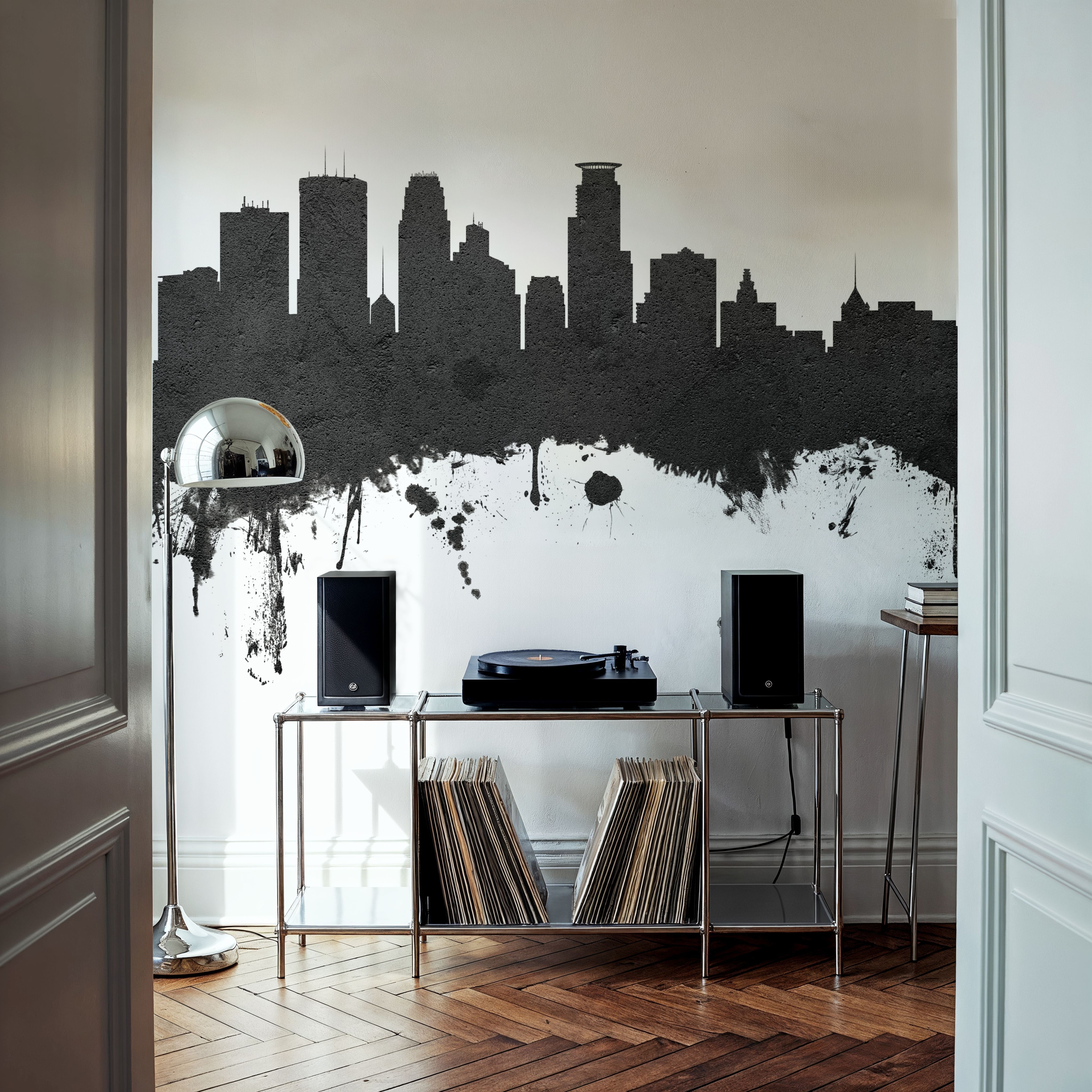 Minneapolis Minnesota Skyline Black & White