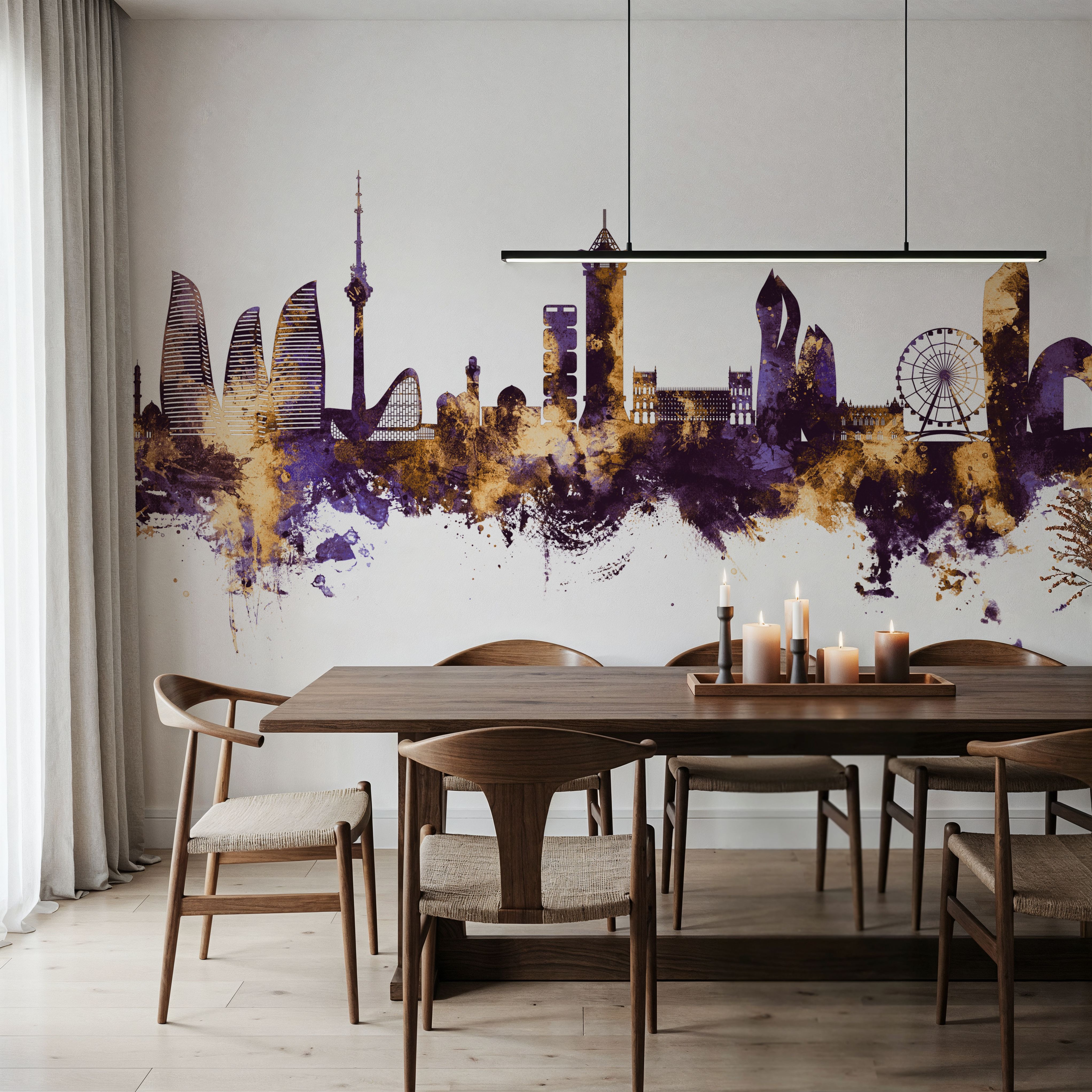 Baku Skyline Purple & Gold