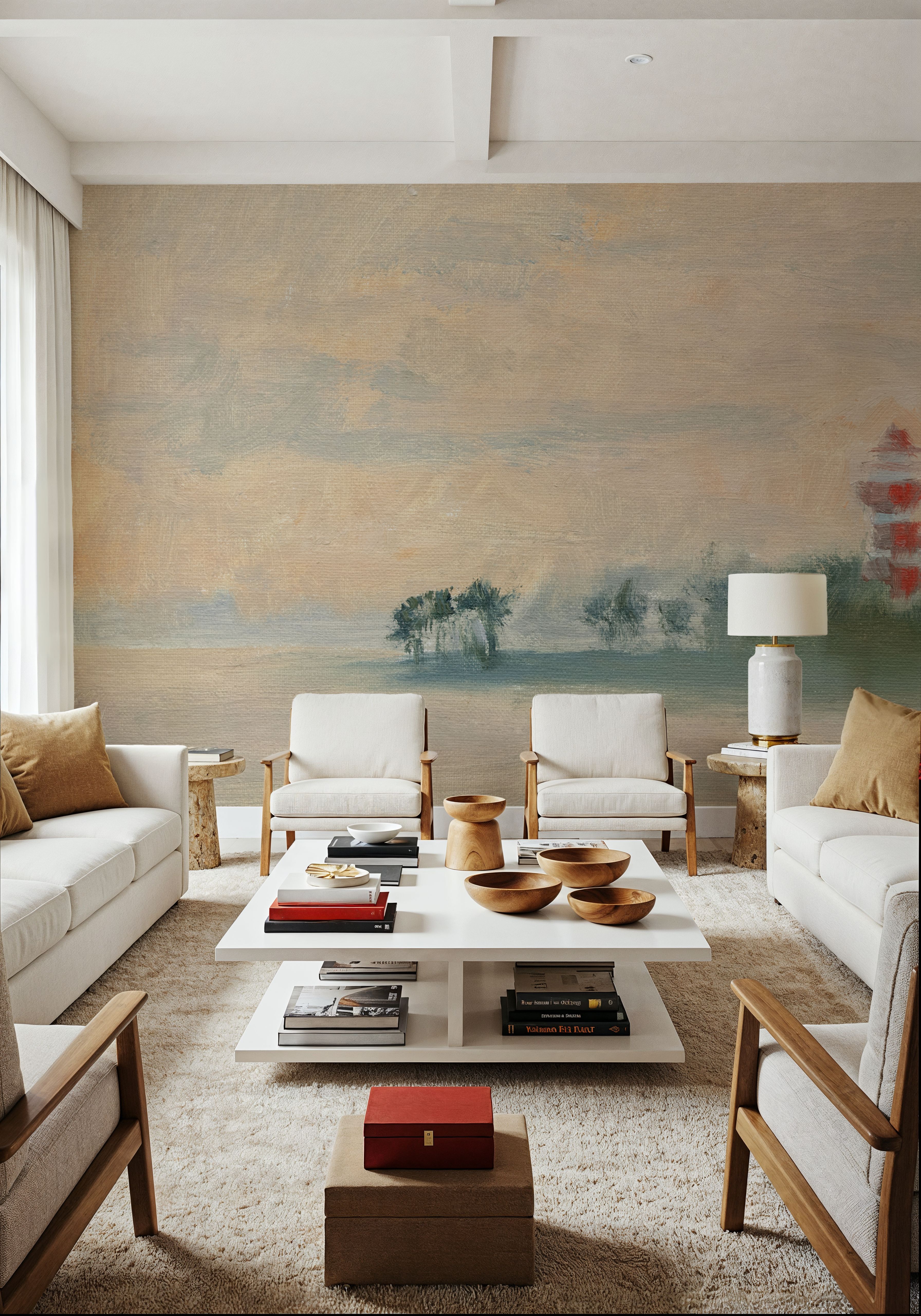 Wall Mural - Lighthouse Fog - Beach Maritime mural wallpaper - Offices - Wallism US - Premium, Textured or Peel & Stick