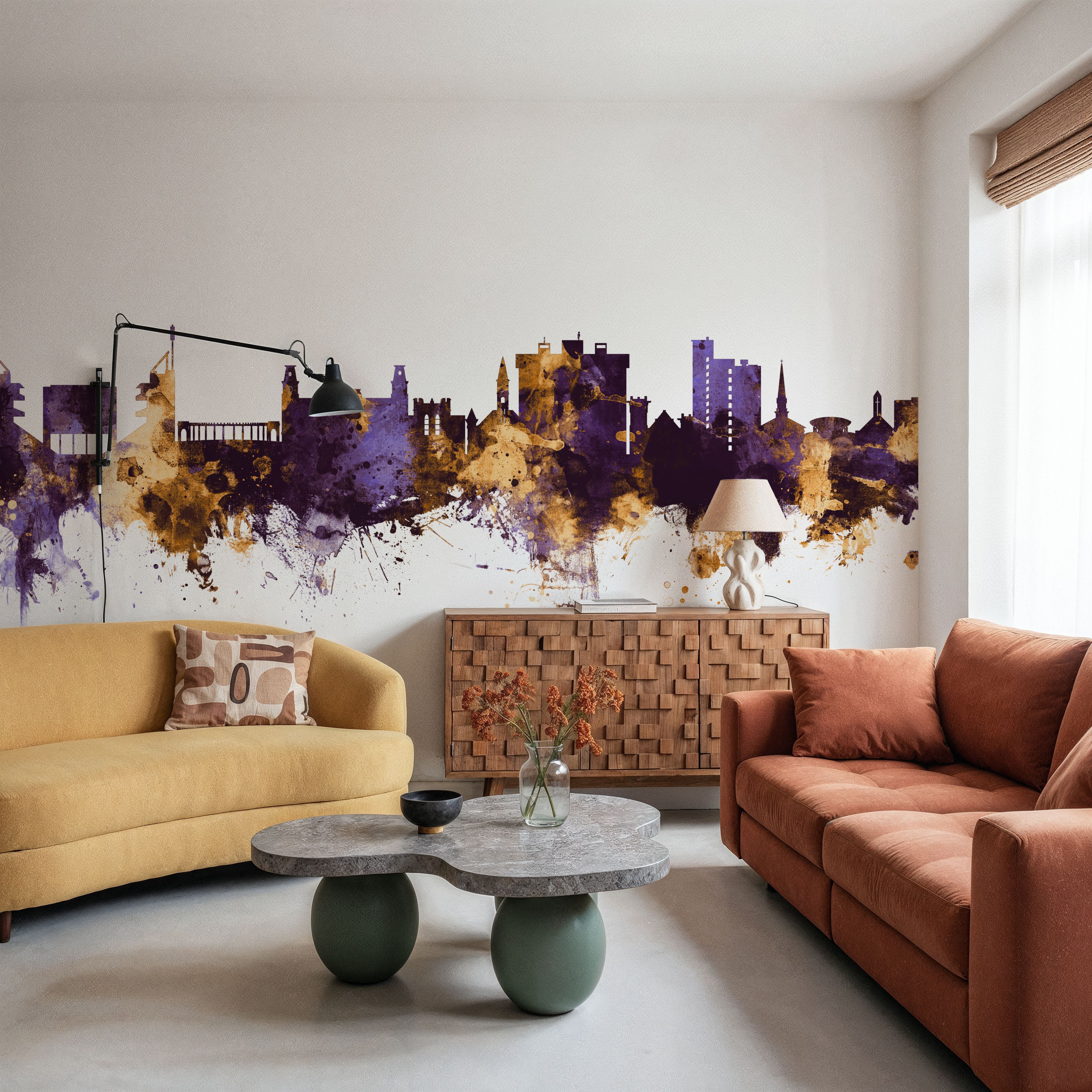 Fayetteville Arkansas Skyline Purple & Gold