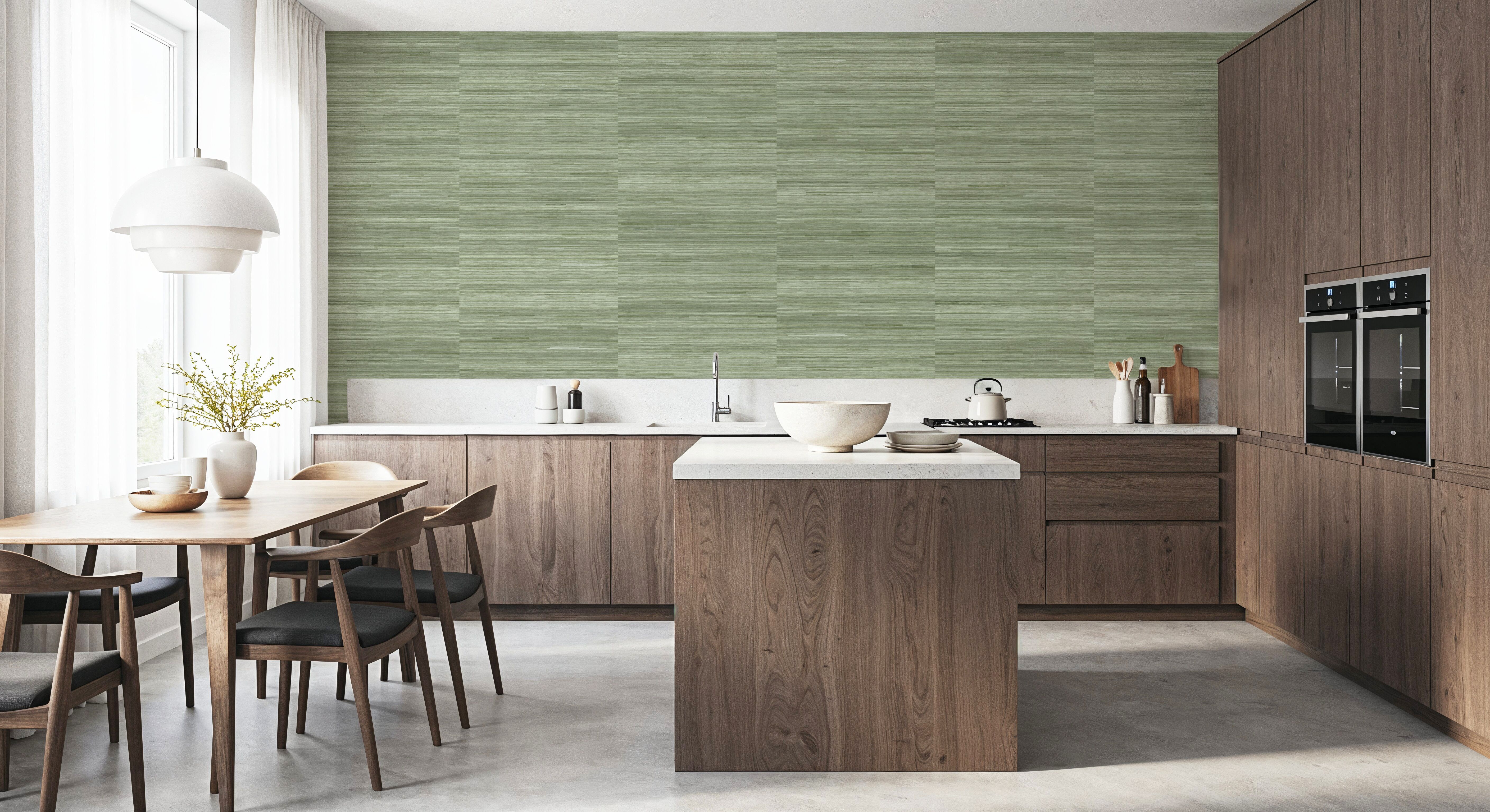 Faux Grasscloth with Visible Seams, Fern