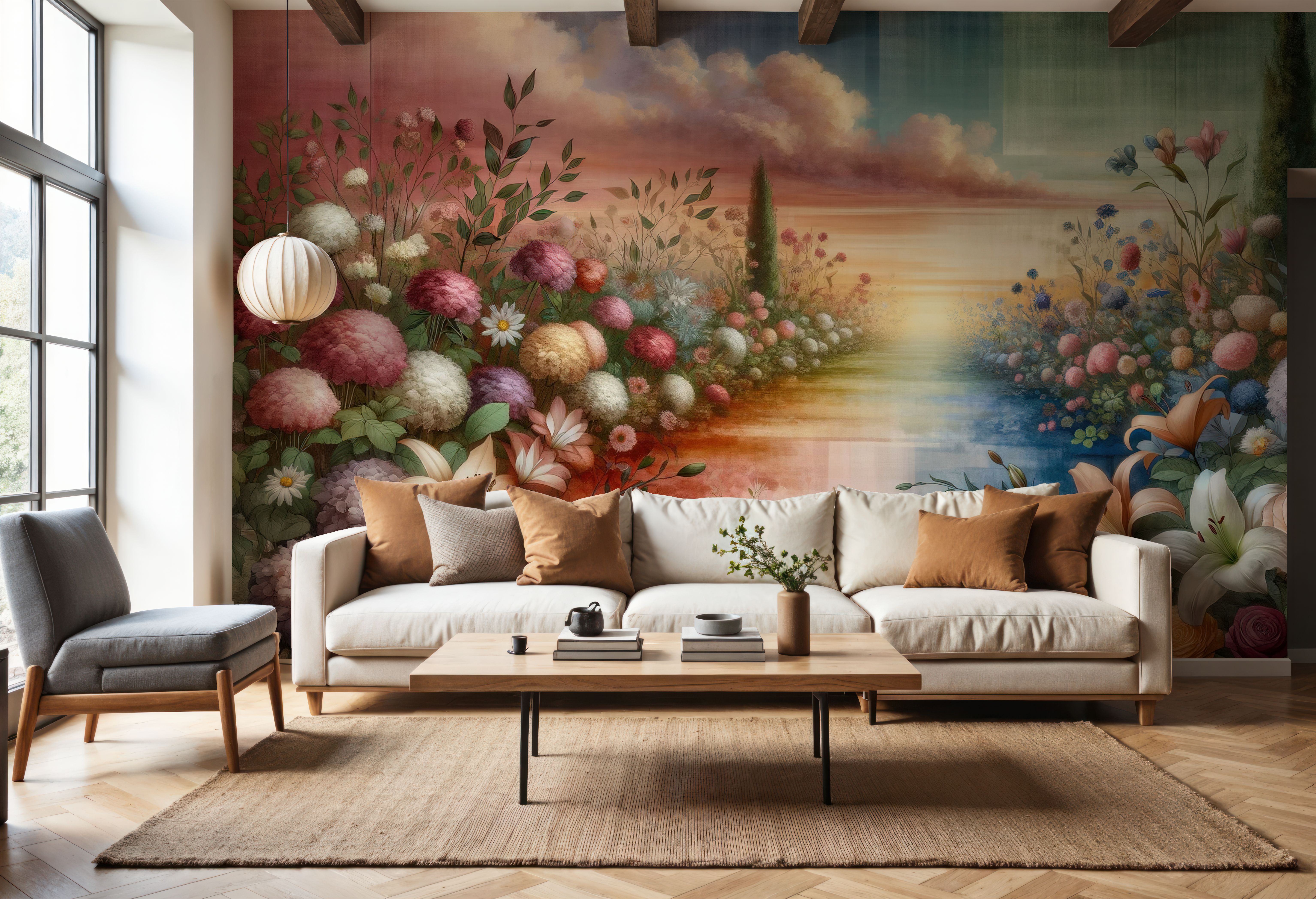 Watercolor Floral Path