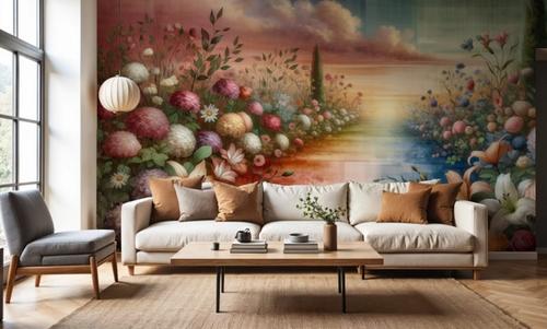 Watercolor Floral Path