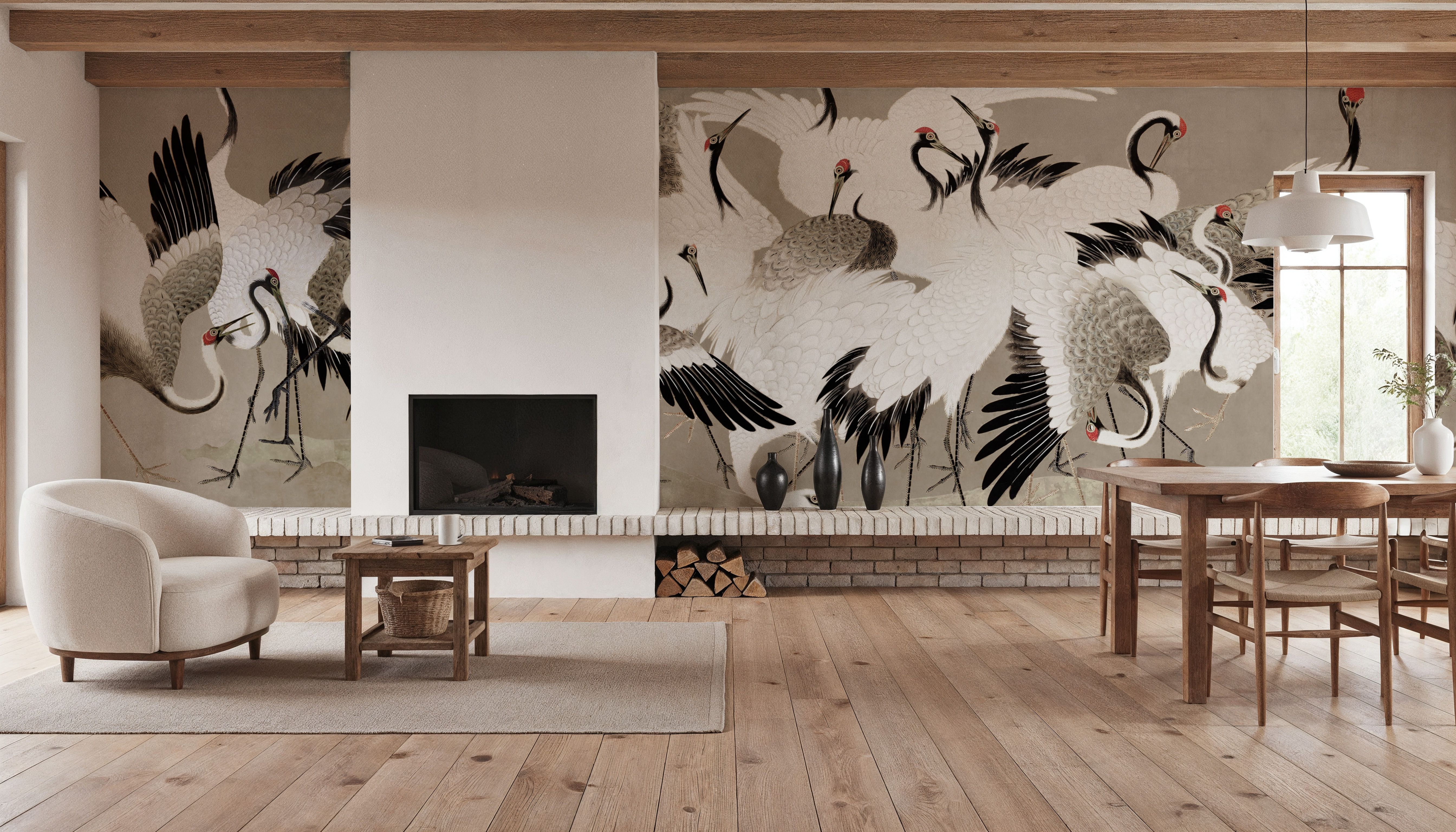 Japanese Flock of Cranes, Nutmeg Dust