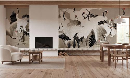 Japanese Flock of Cranes, Nutmeg Dust