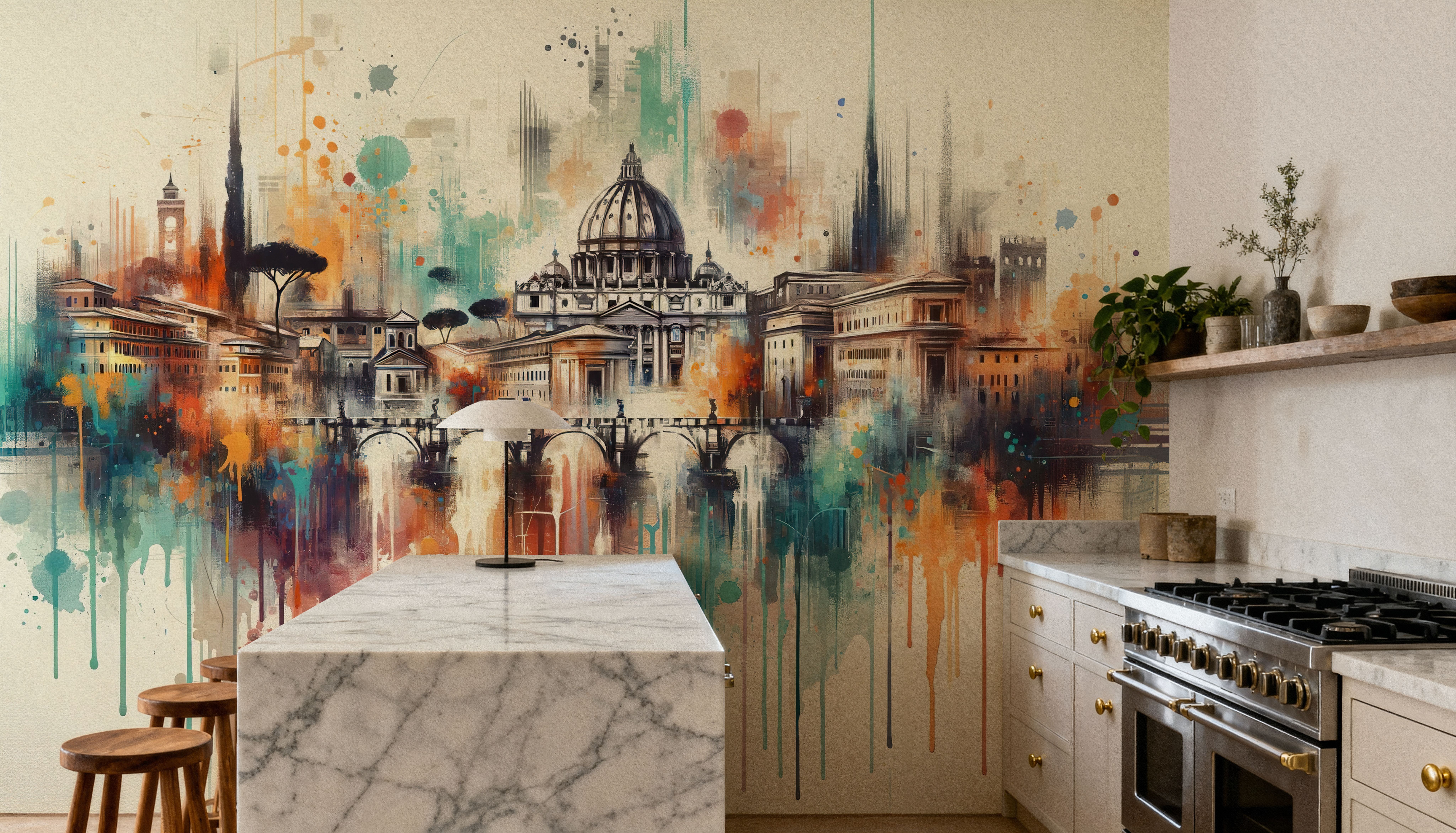 Watercolor Skyline Rome II, Wallpaper
