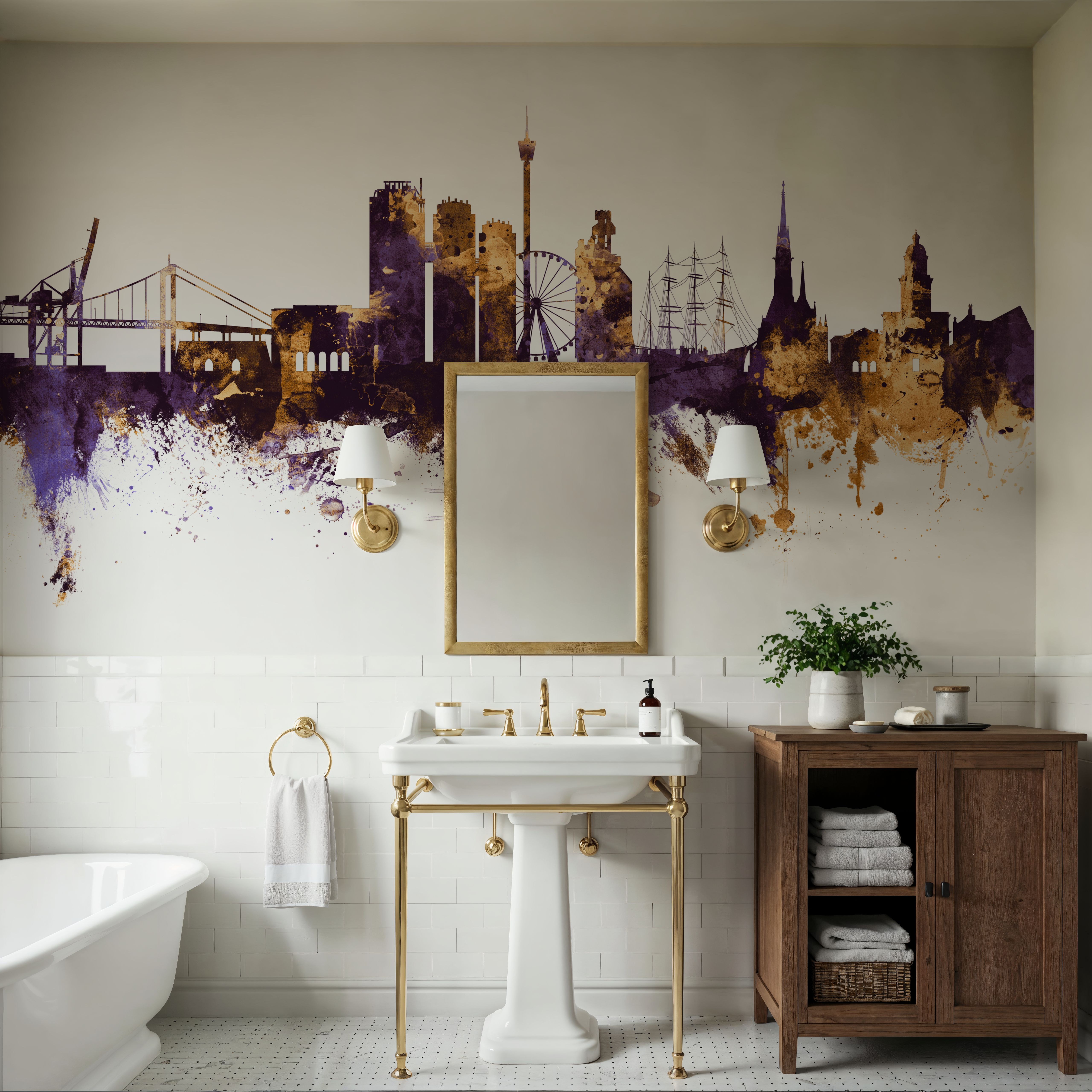 Gothenburg Skyline Purple & Gold