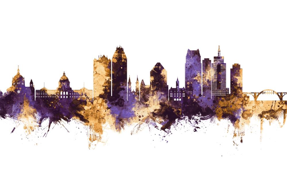 Saint Paul Minnesota Skyline Purple & Gold