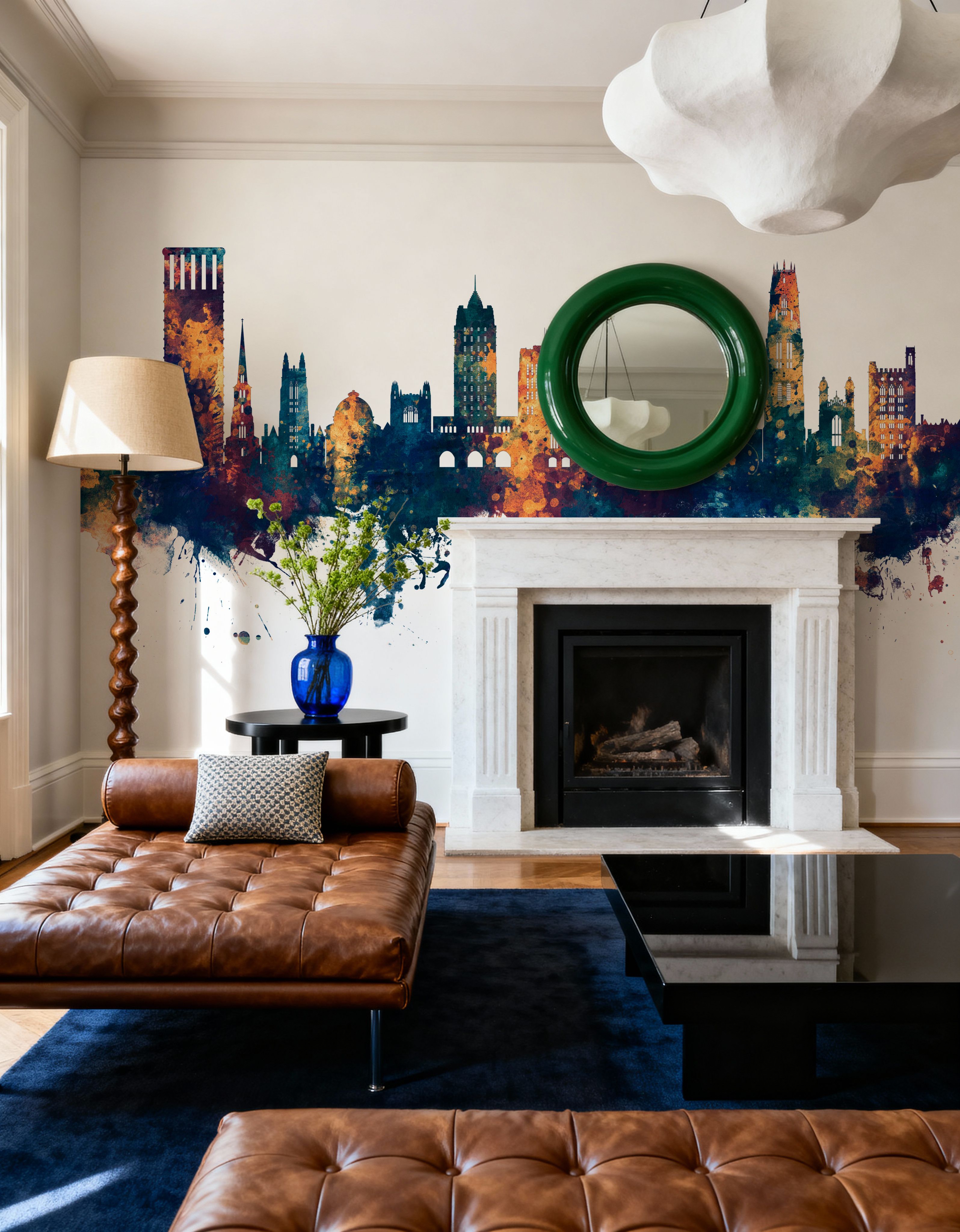 New Haven Connecticut Skyline Blue & Bronze