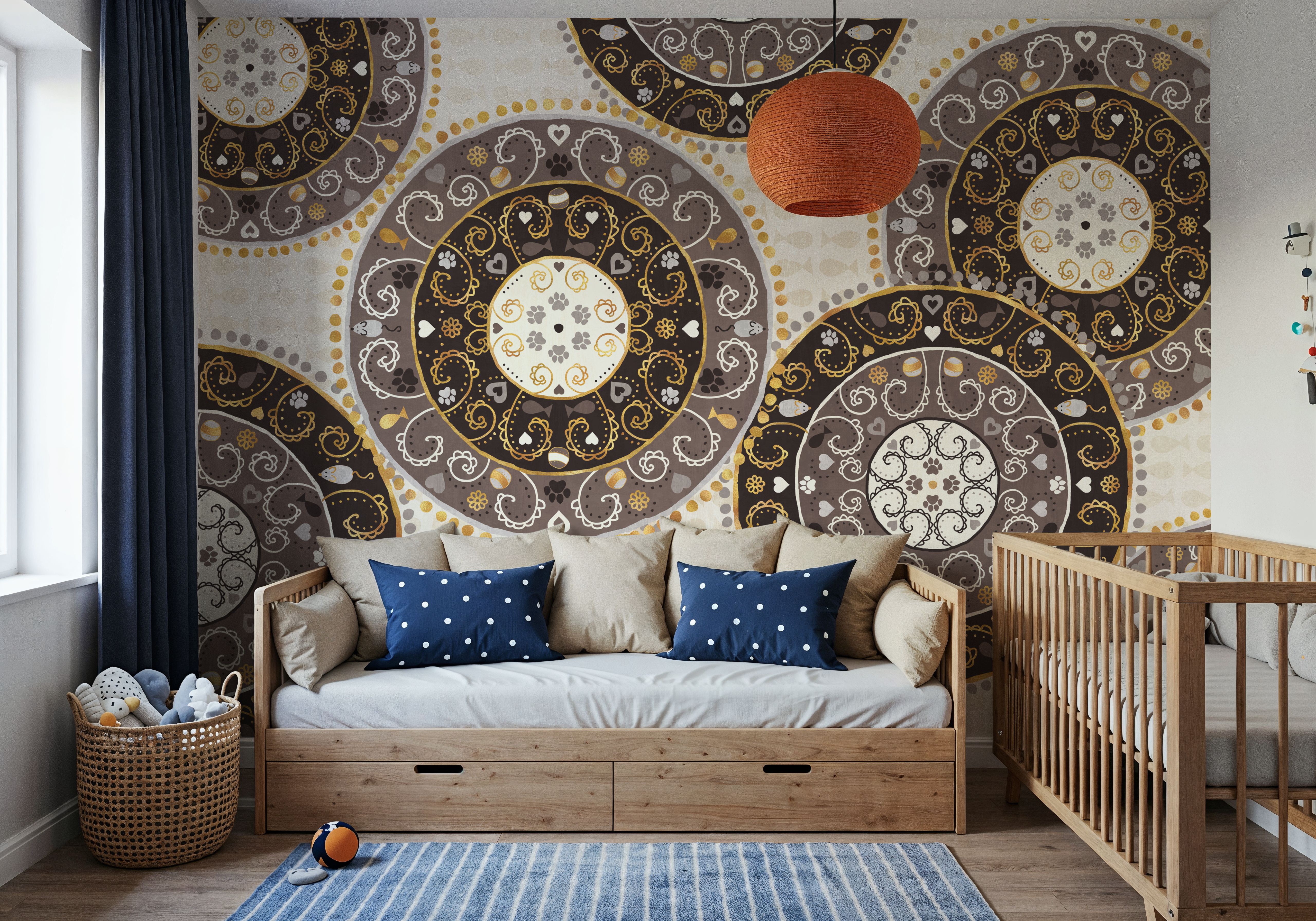 Otomi Cats VI Light Neutral, Wallpaper